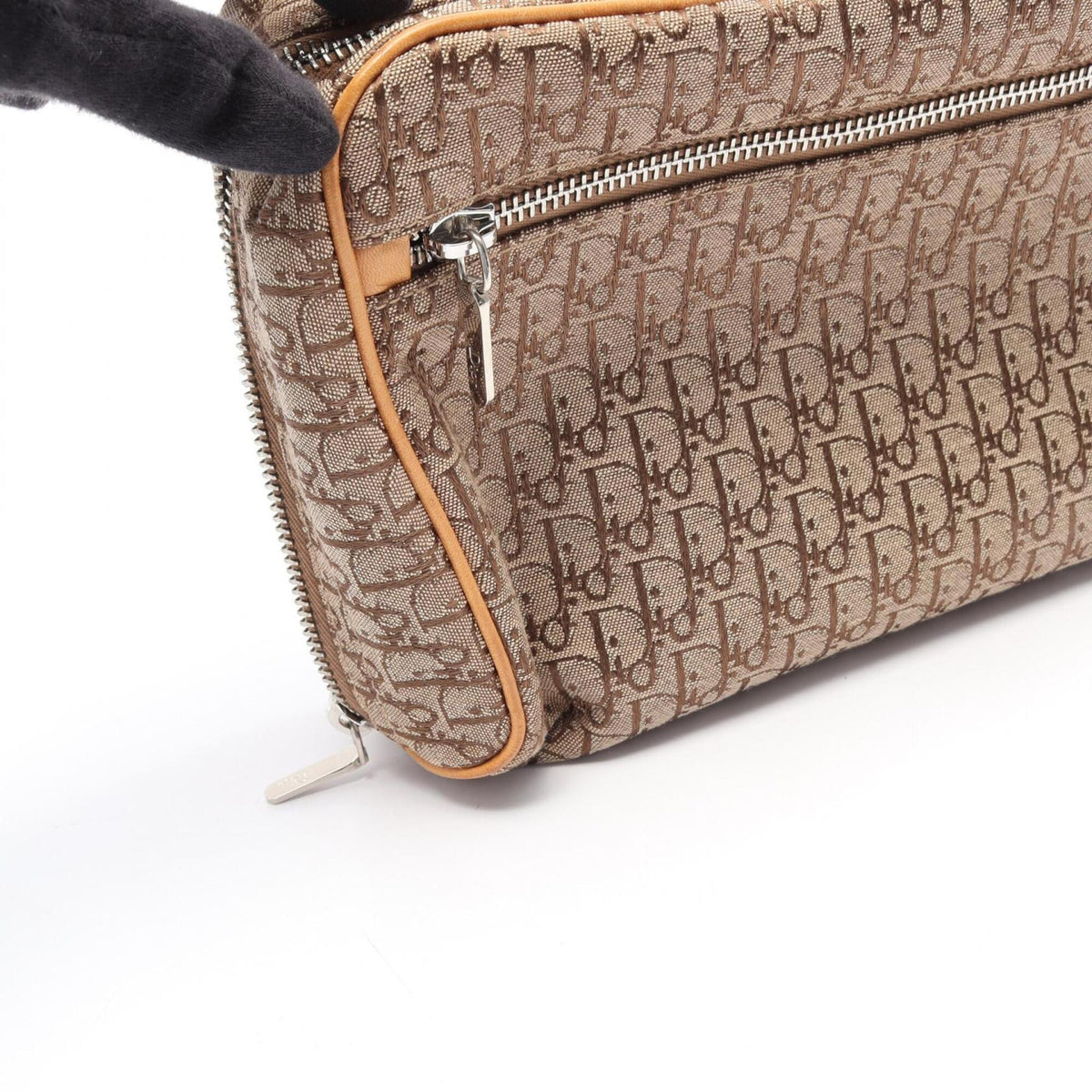 Christian Dior Beige Brown Canvas Leather Handbag (Pre-Owned)