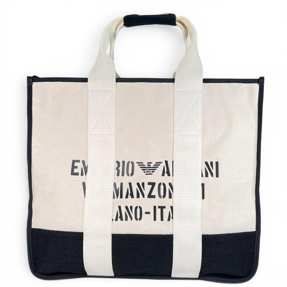 Emporio Armani Black White Pouch Tote Bag (Pre-Owned)