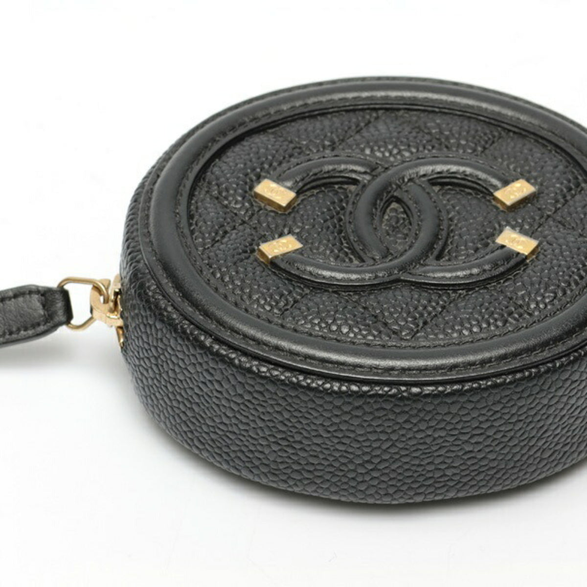 Chanel Black Grained Calfskin Coin Purse/Coin Case (Pre-Owned)