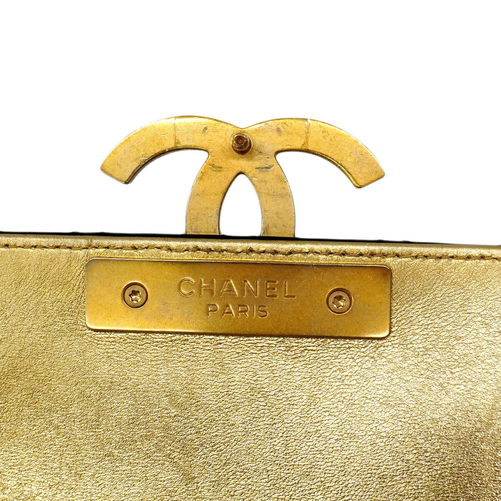 Chanel Black Gold Leather Shoulder Bag (Pre-Owned)