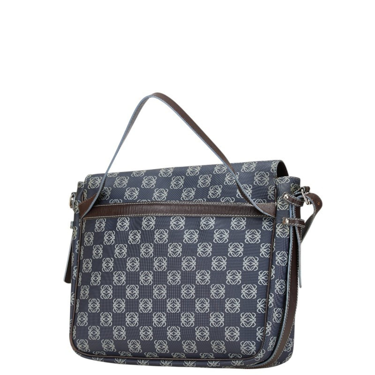 Loewe Gray Navy Pvc Leather Messenger Bag Shoulder Bag (Pre-Owned)