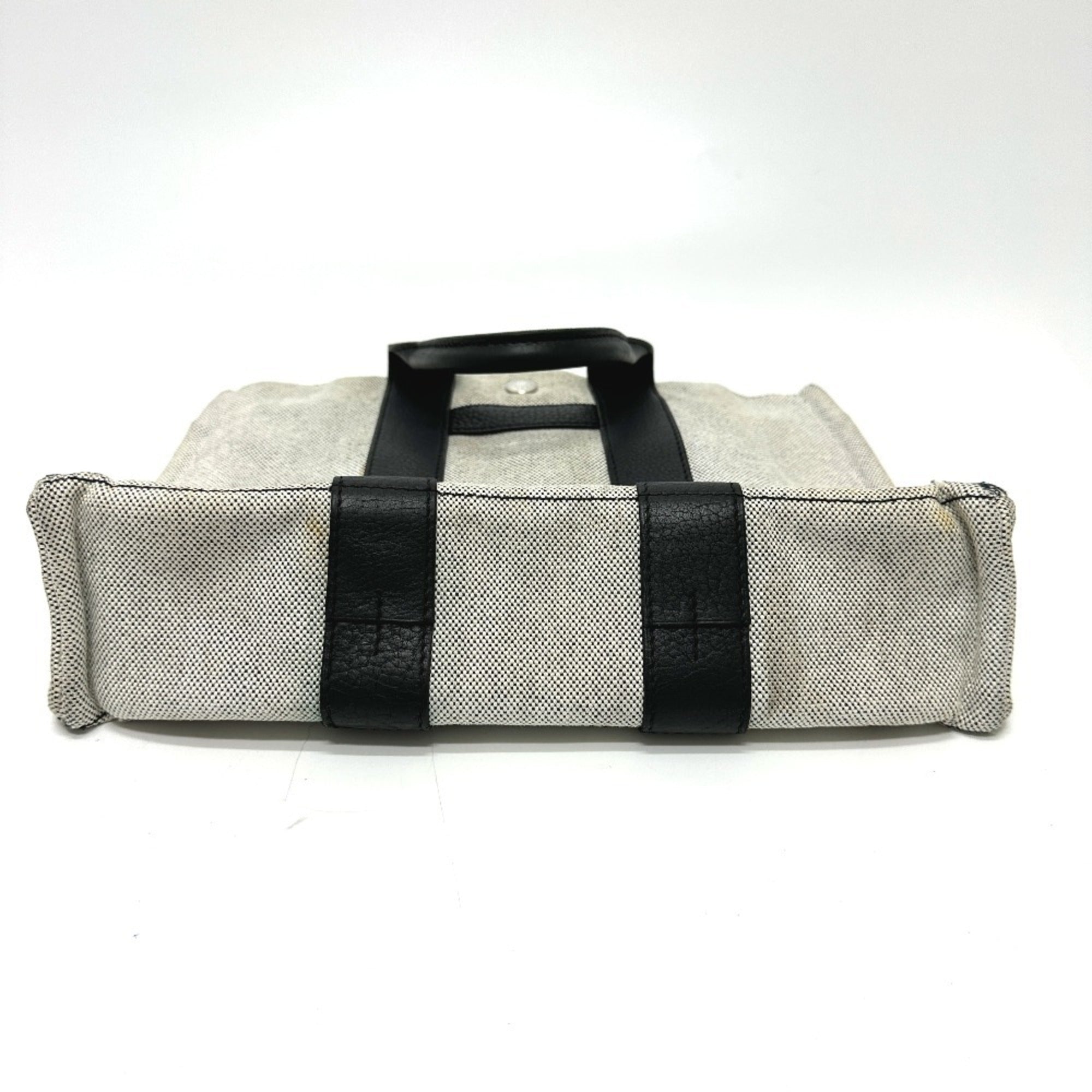 Hermes Black Gray Toile H Leather Handbag Tote Bag (Pre-Owned)