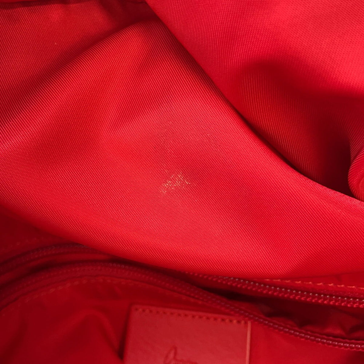 Christian Louboutin Black Red Color Nylon Leather Rubber Backpack (Pre-Owned)