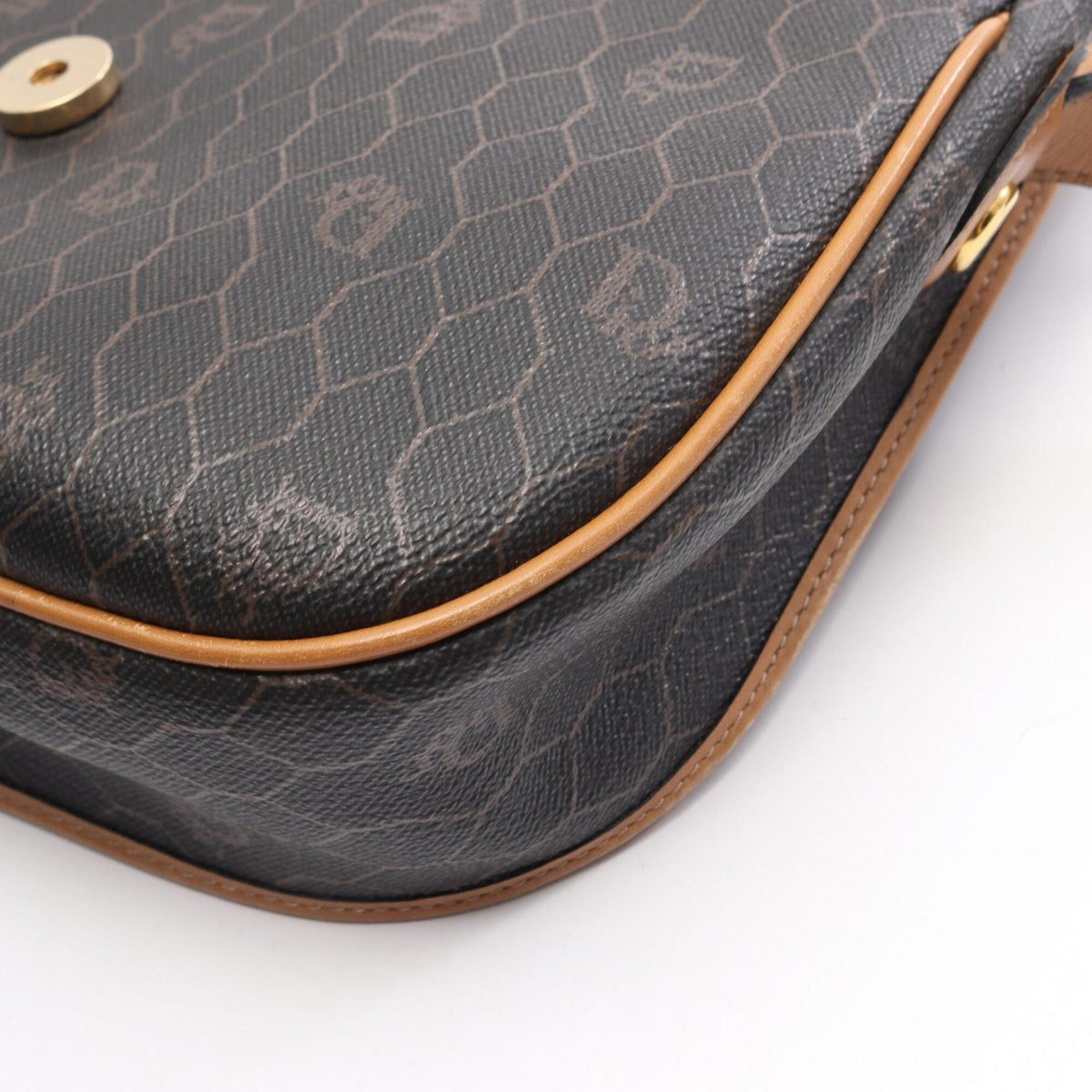 Christian Dior Black Brown Coated Canvas Leather Handbag Shoulder Bag (Pre-Owned)