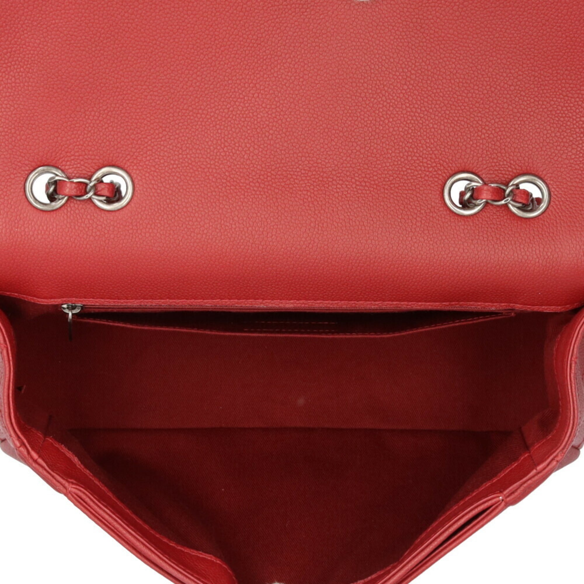 Chanel Matelasse Red Color Leather Shoulder Bag (Pre-Owned)