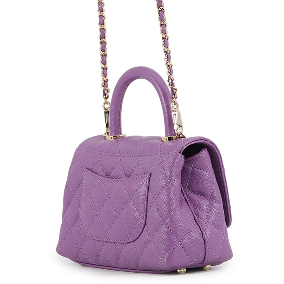 Chanel Matelasse Purple Grained Calfskin Handbag (Pre-Owned)