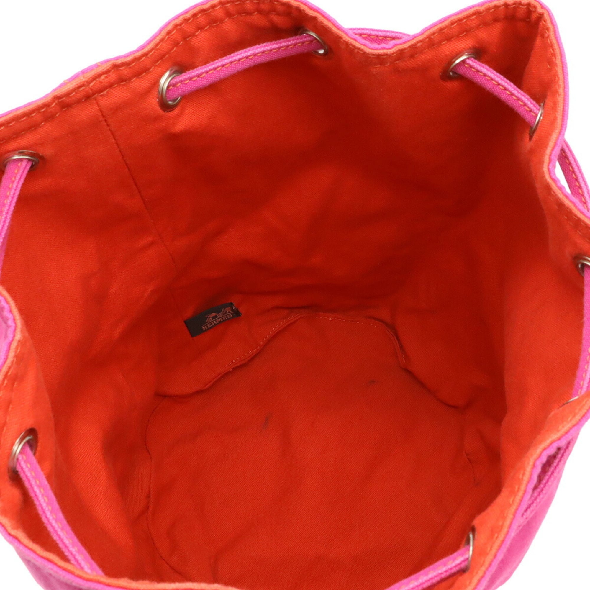 Hermes Pink Red Color Canvas Shoulder Bag (Pre-Owned)