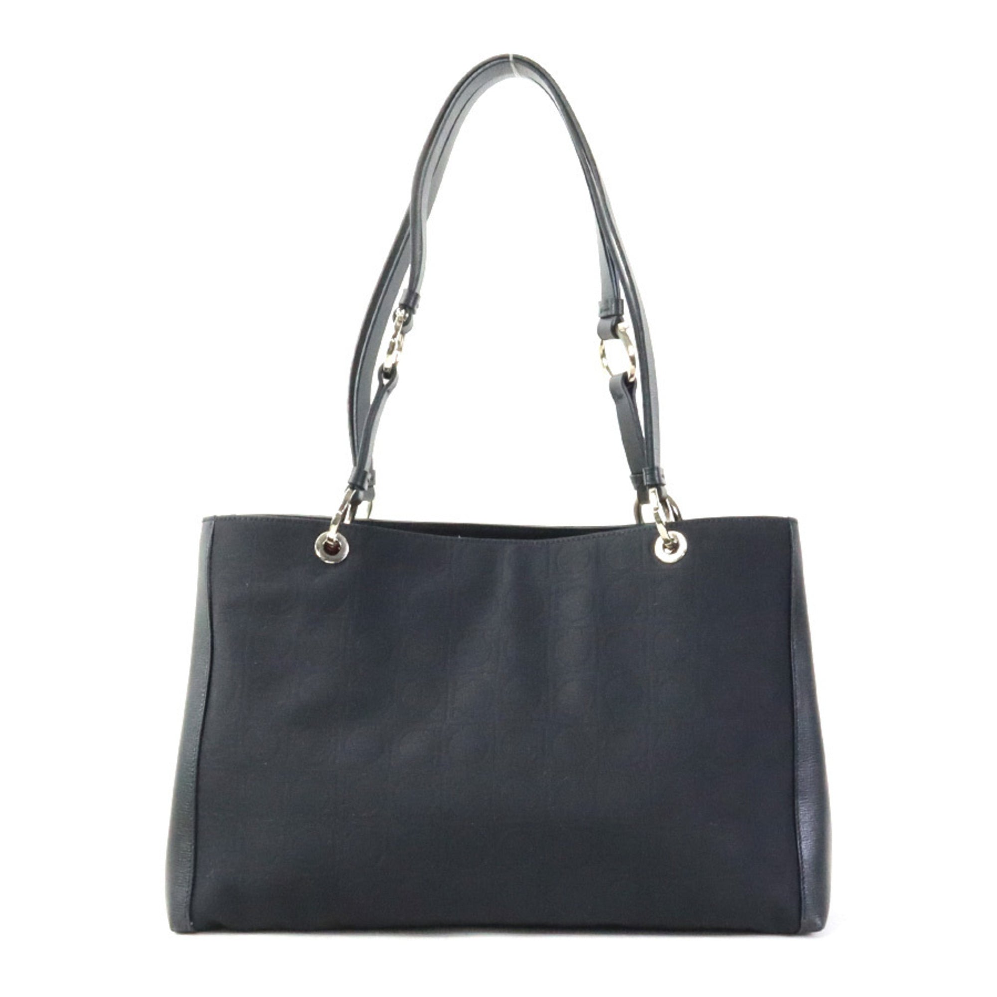 Salvatore Ferragamo Black Nylon Canvas Leather Shoulder Bag (Pre-Owned)