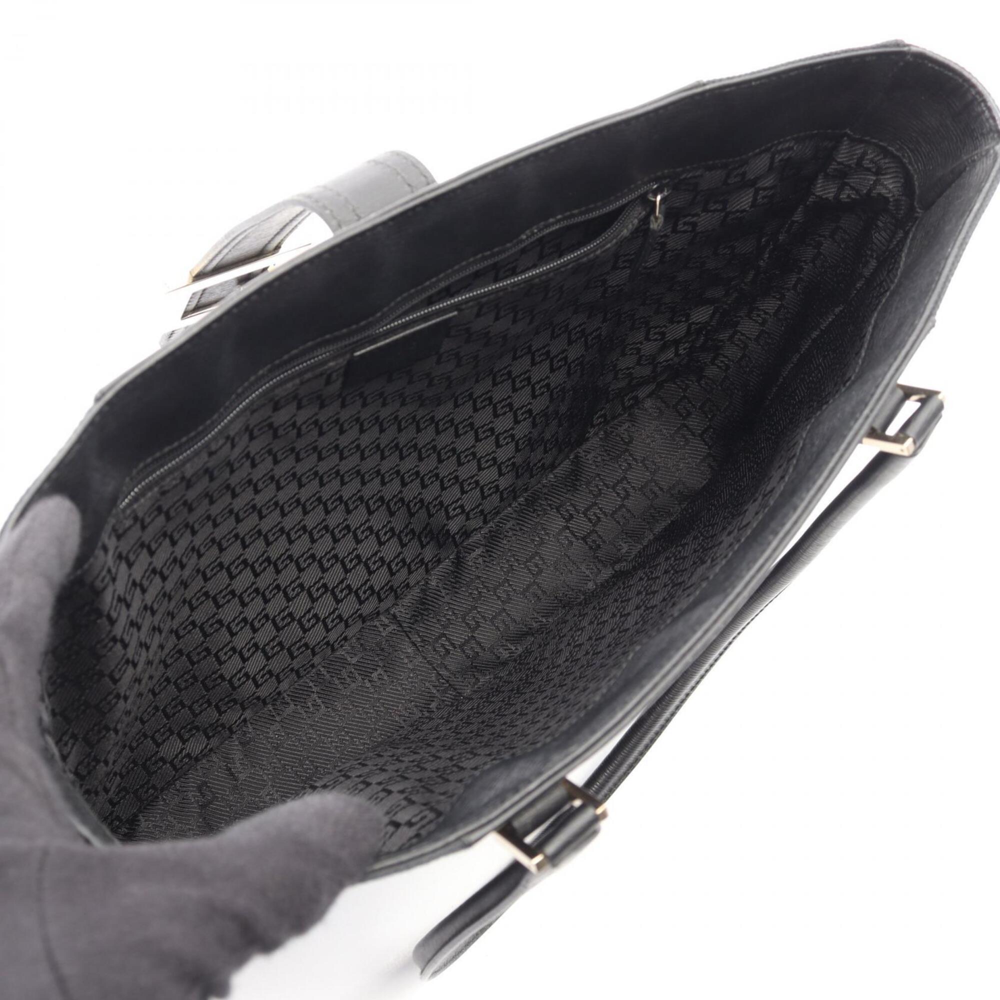 Gucci Black Canvas Leather Handbag Tote Bag (Pre-Owned)