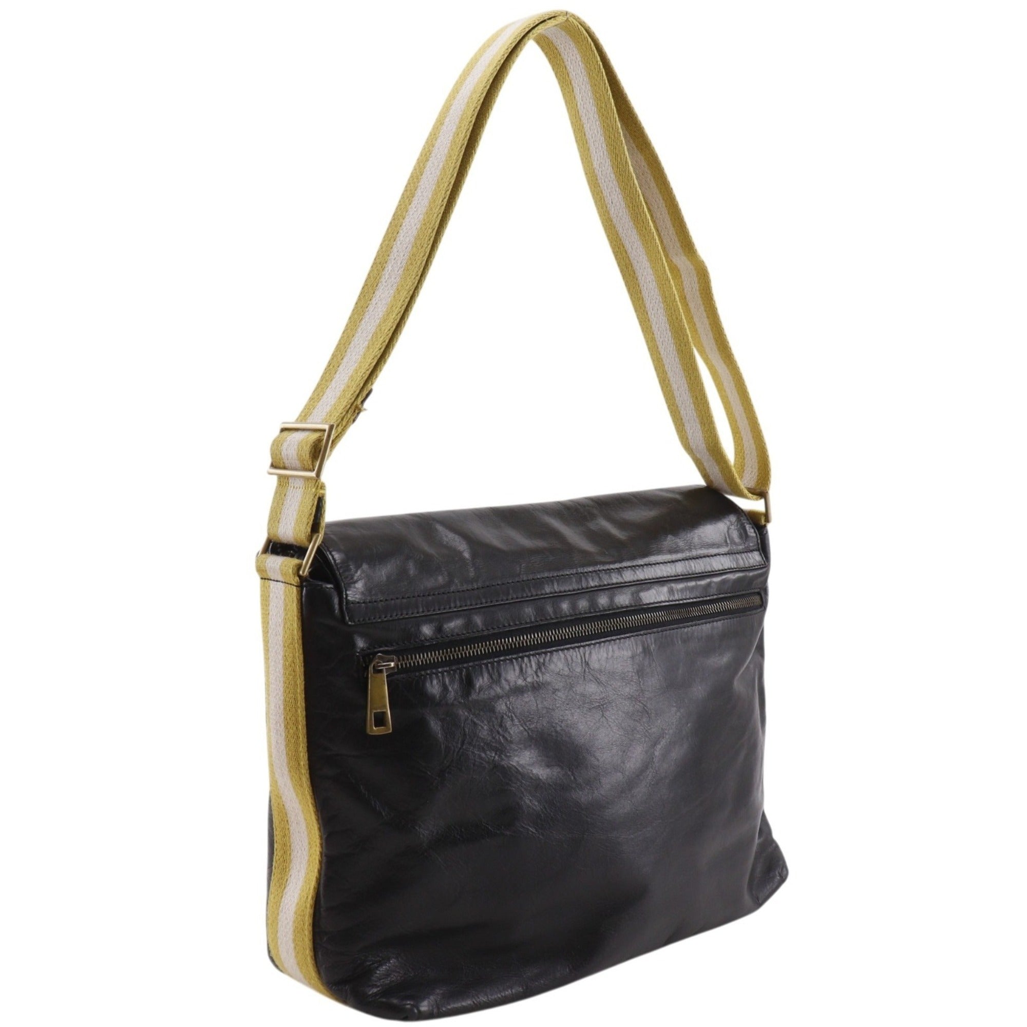 Bally Black Yellow Leather Shoulder Bag (Pre-Owned)