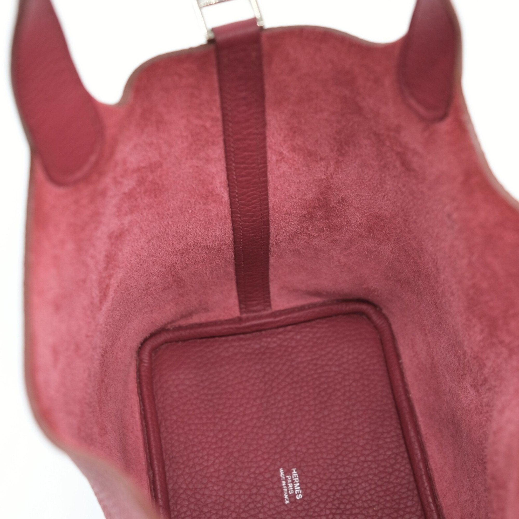 Hermes Rouge H Taurillon Clemence Leather Handbag Tote Bag (Pre-Owned)