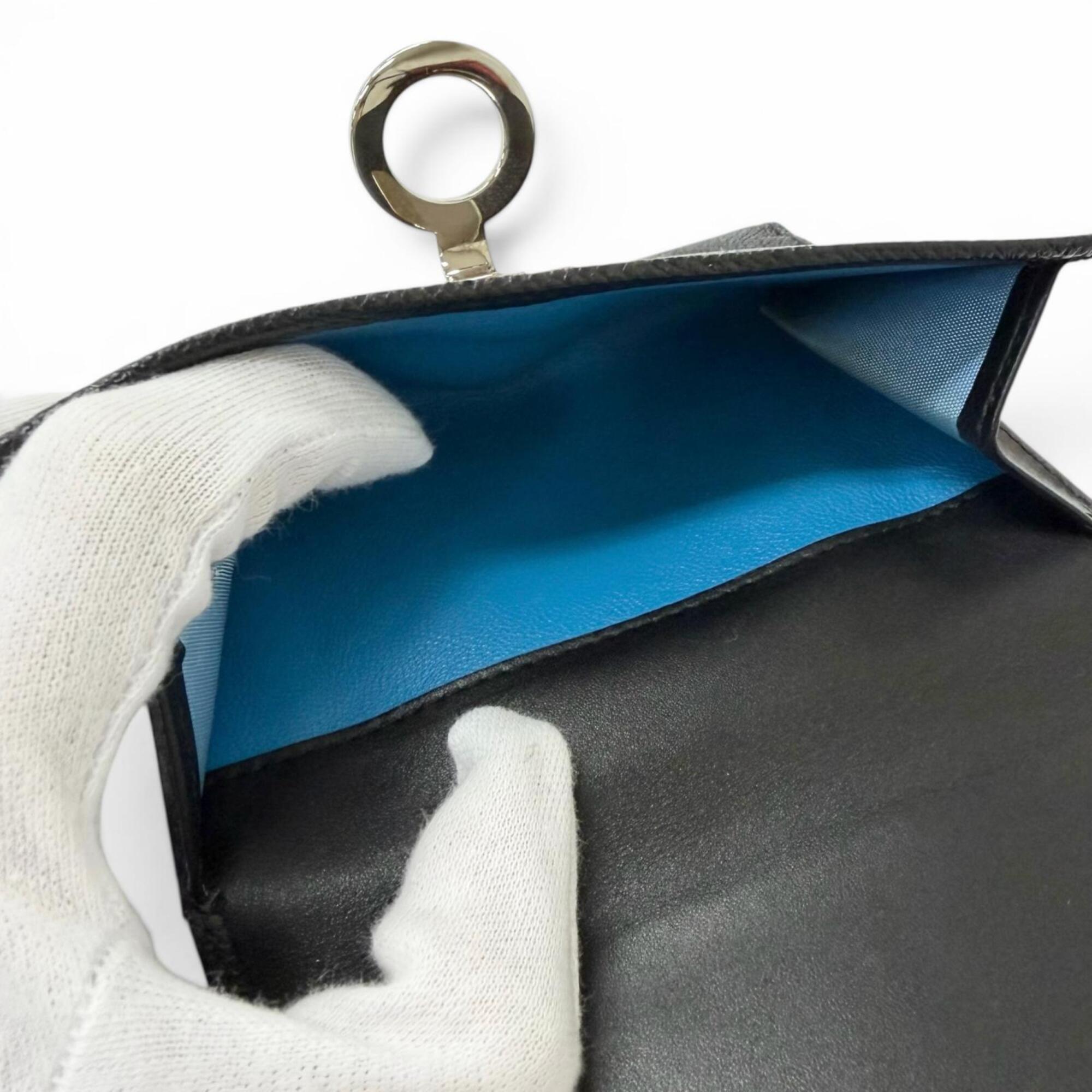Bvlgari Silver Black Leather Wallet (Bi-Fold) (Pre-Owned)