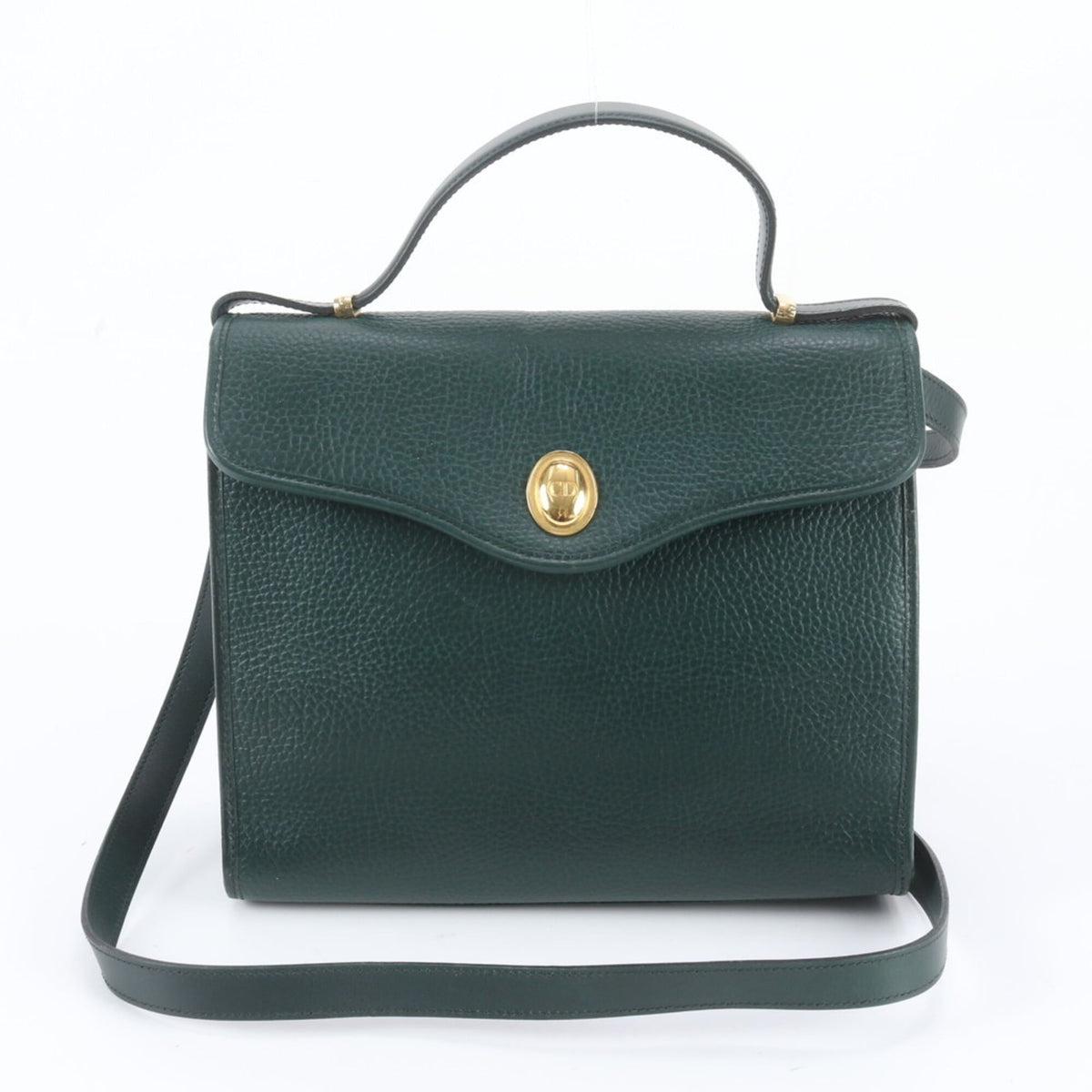 Christian Dior Green Leather Handbag Shoulder Bag Tote Bag (Pre-Owned)