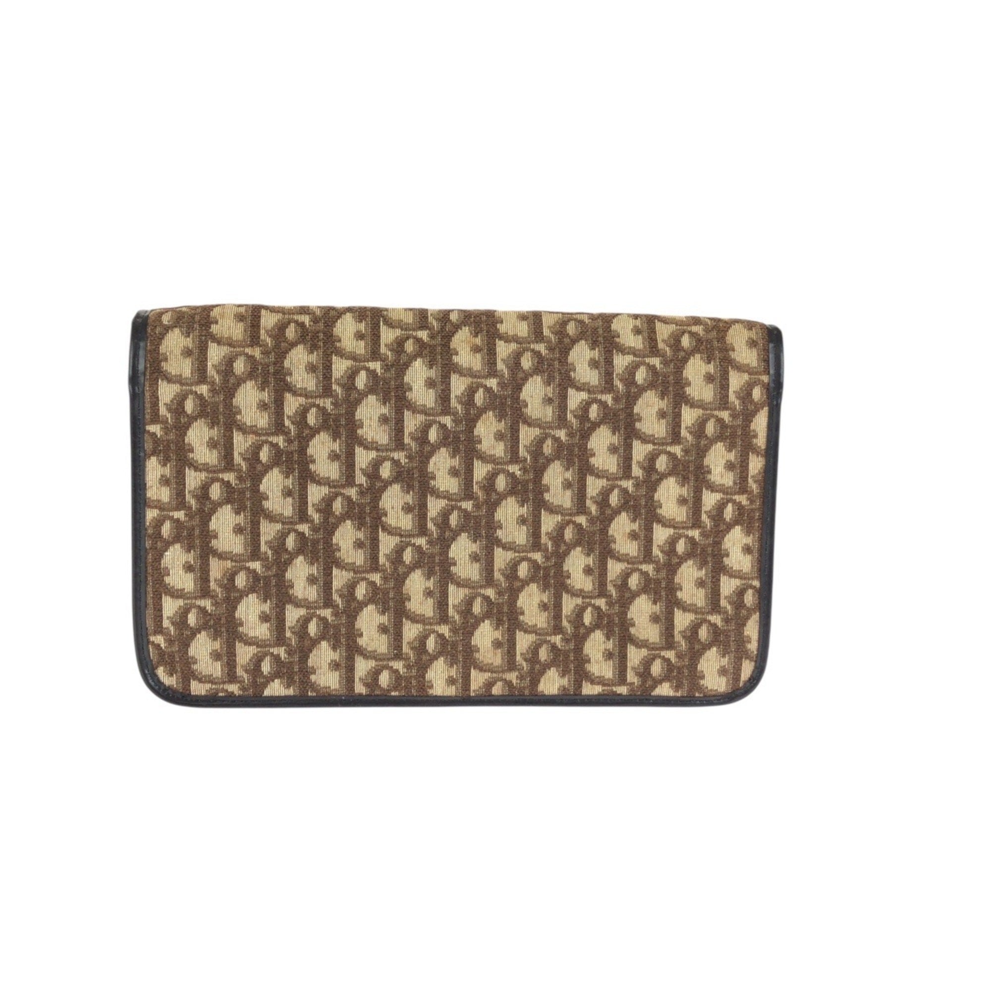 Christian Dior Beige Brown Leather Jacquard Handbag Shoulder Bag (Pre-Owned)