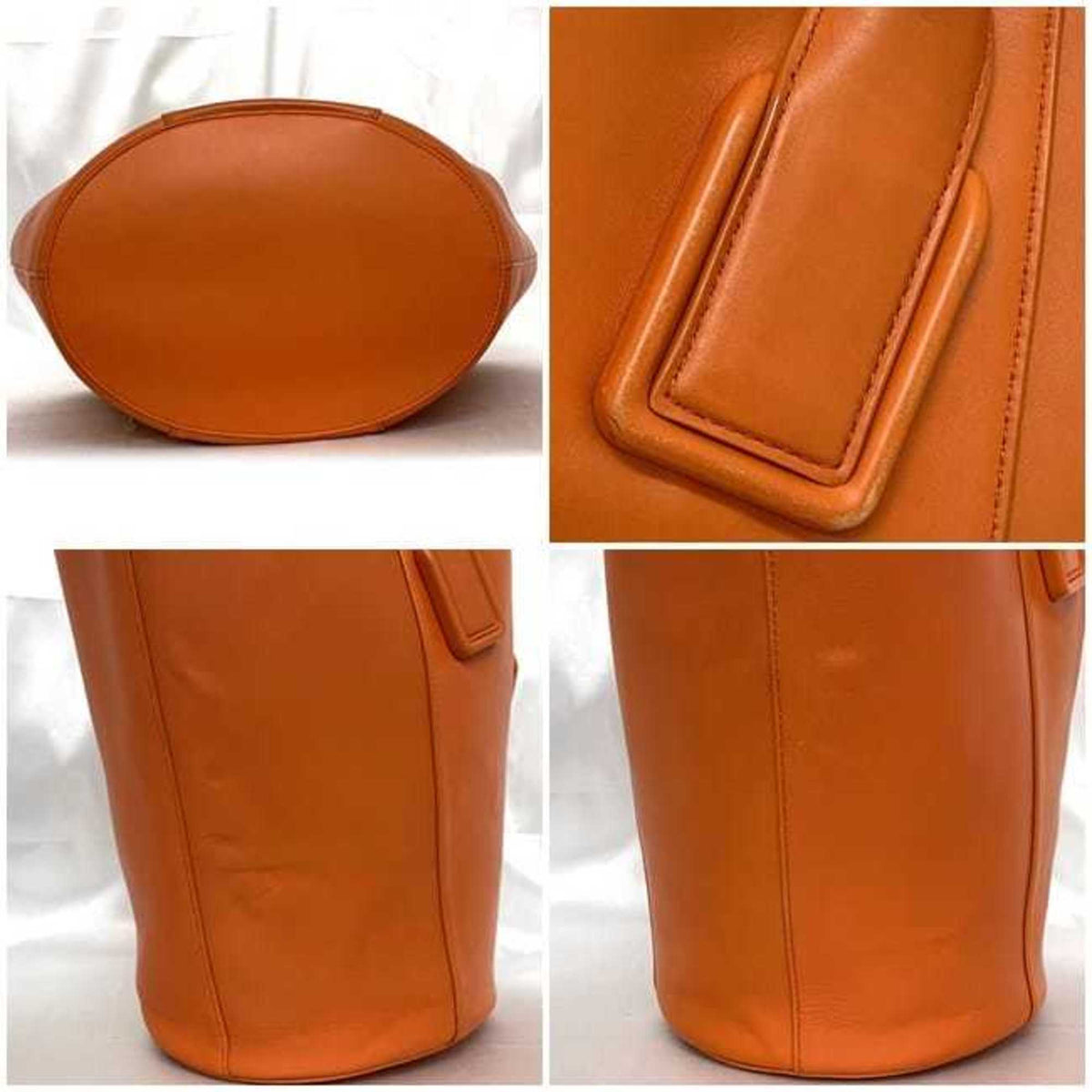 Bottega Veneta Orange Leather Basket Tote Bag (Pre-Owned)
