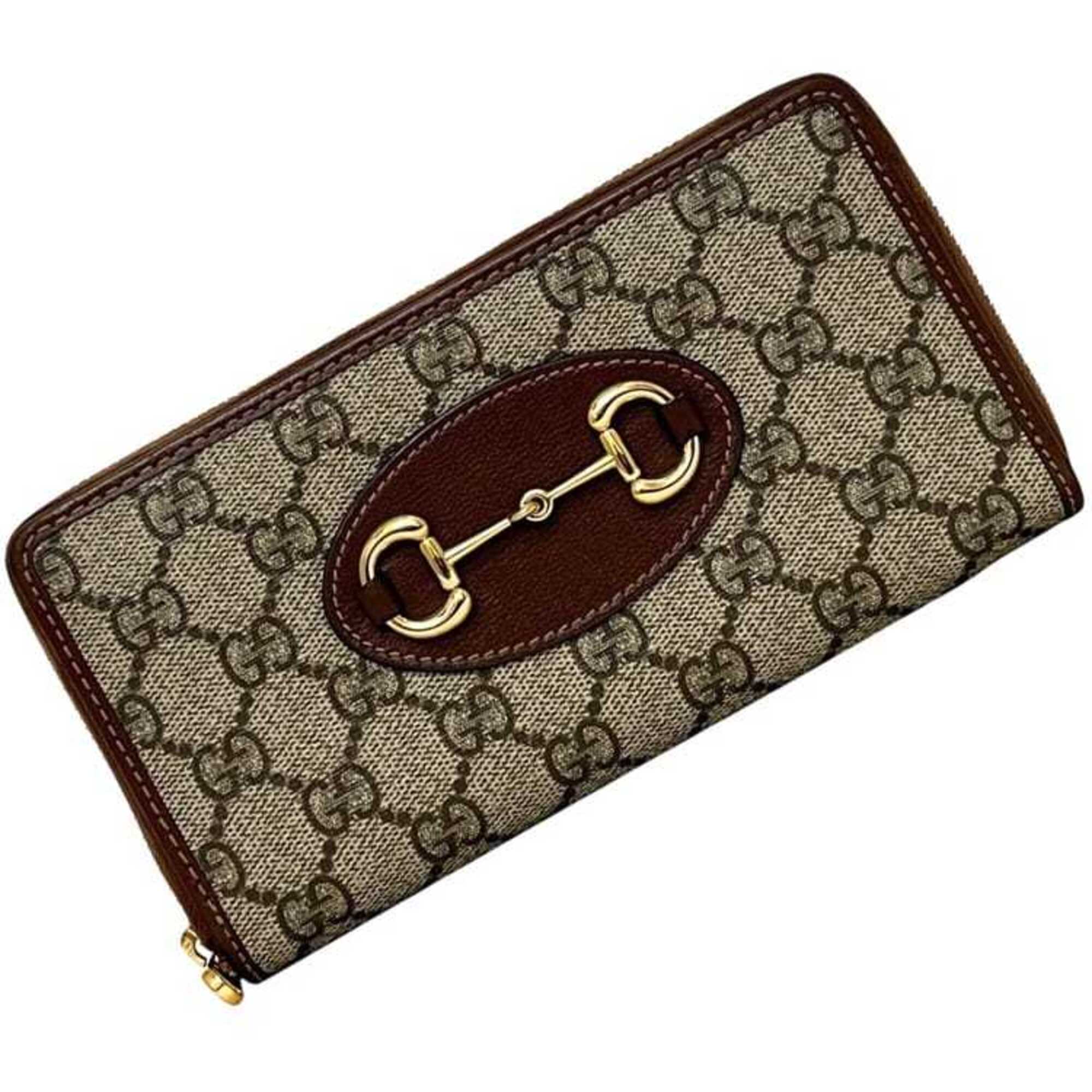 Gucci Beige Brown Pvc Leather Long Wallet (Bi-Fold) (Pre-Owned)
