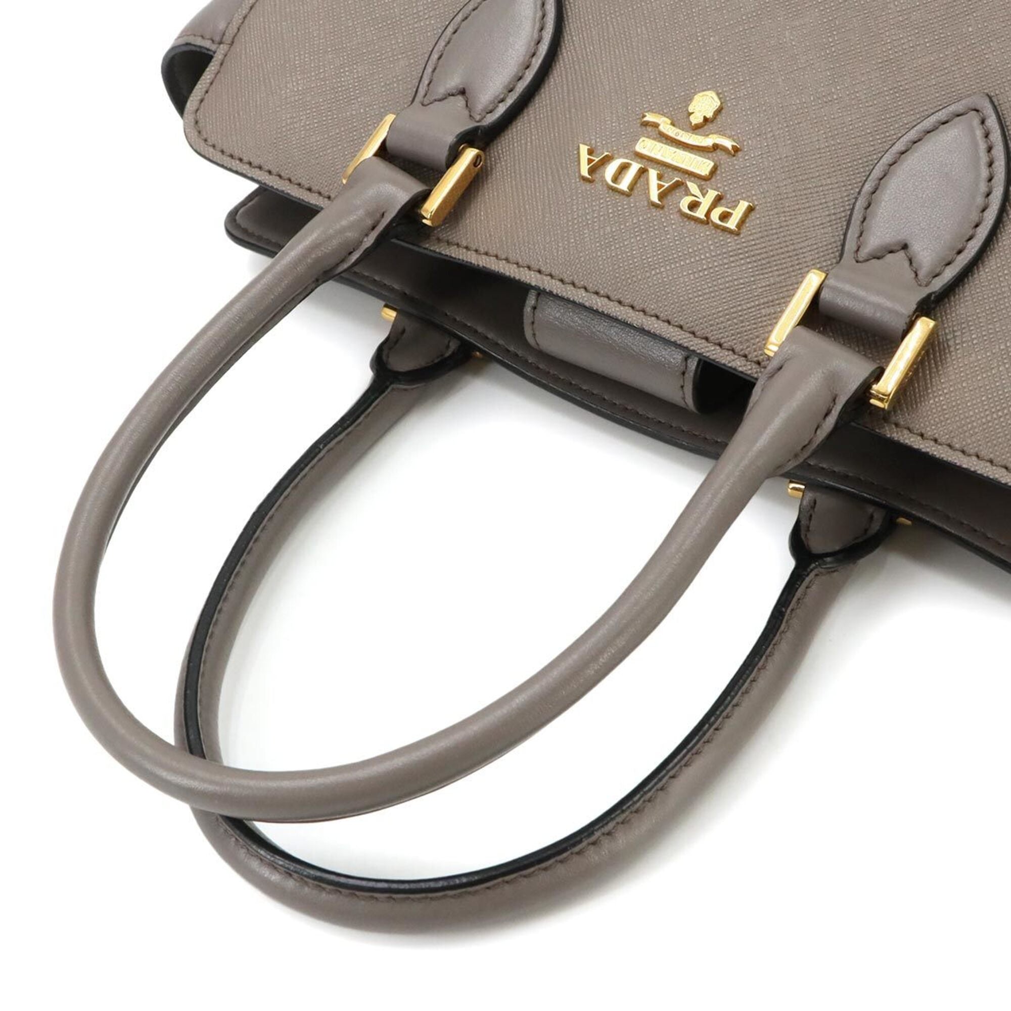 Prada Gray Saffiano Handbag Shoulder Bag (Pre-Owned)