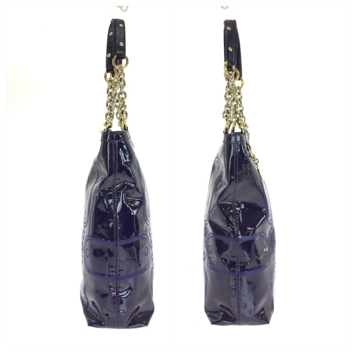 Versace Purple Leather Shoulder Bag Tote Bag (Pre-Owned)