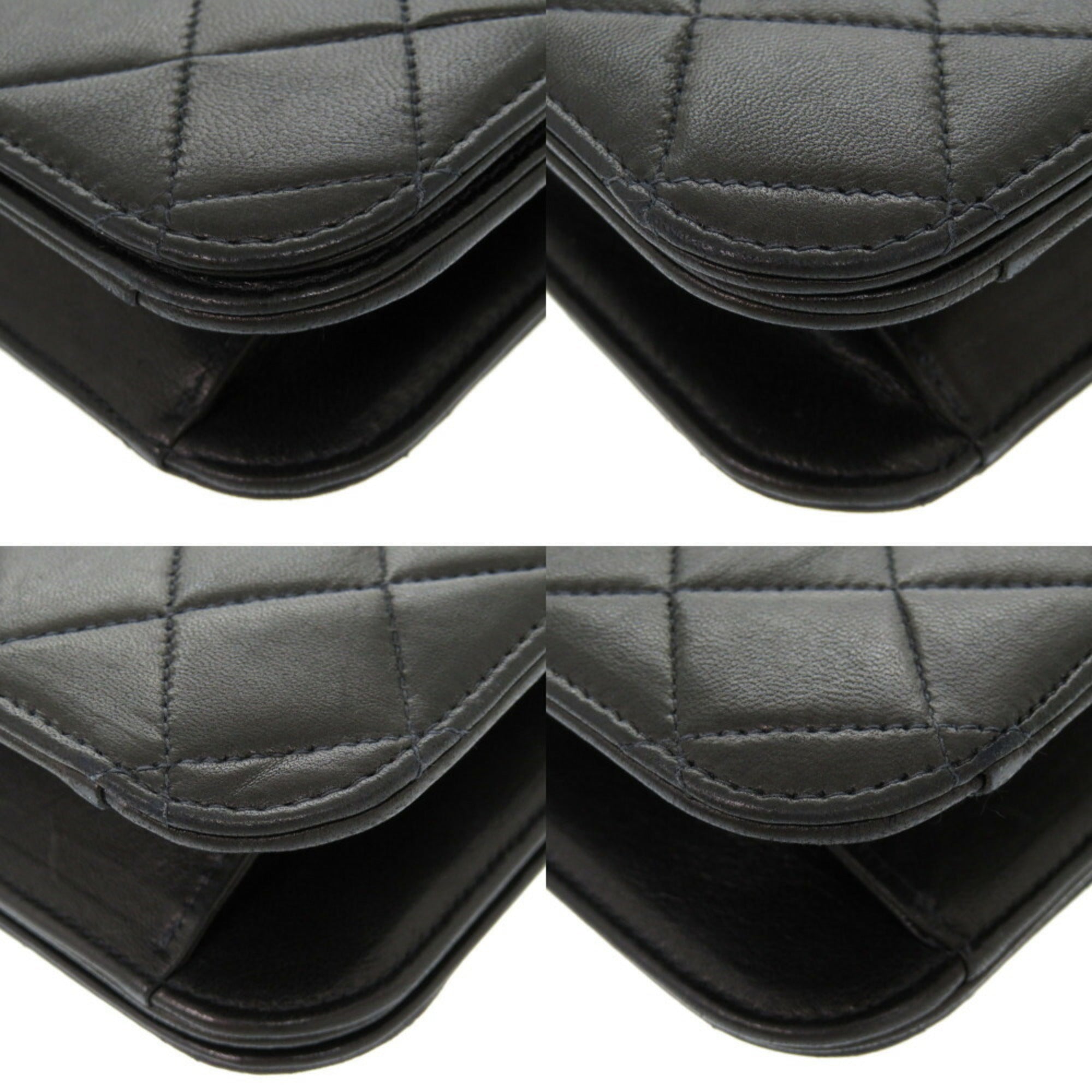 Chanel Matelasse Black Leather Shoulder Bag (Pre-Owned)