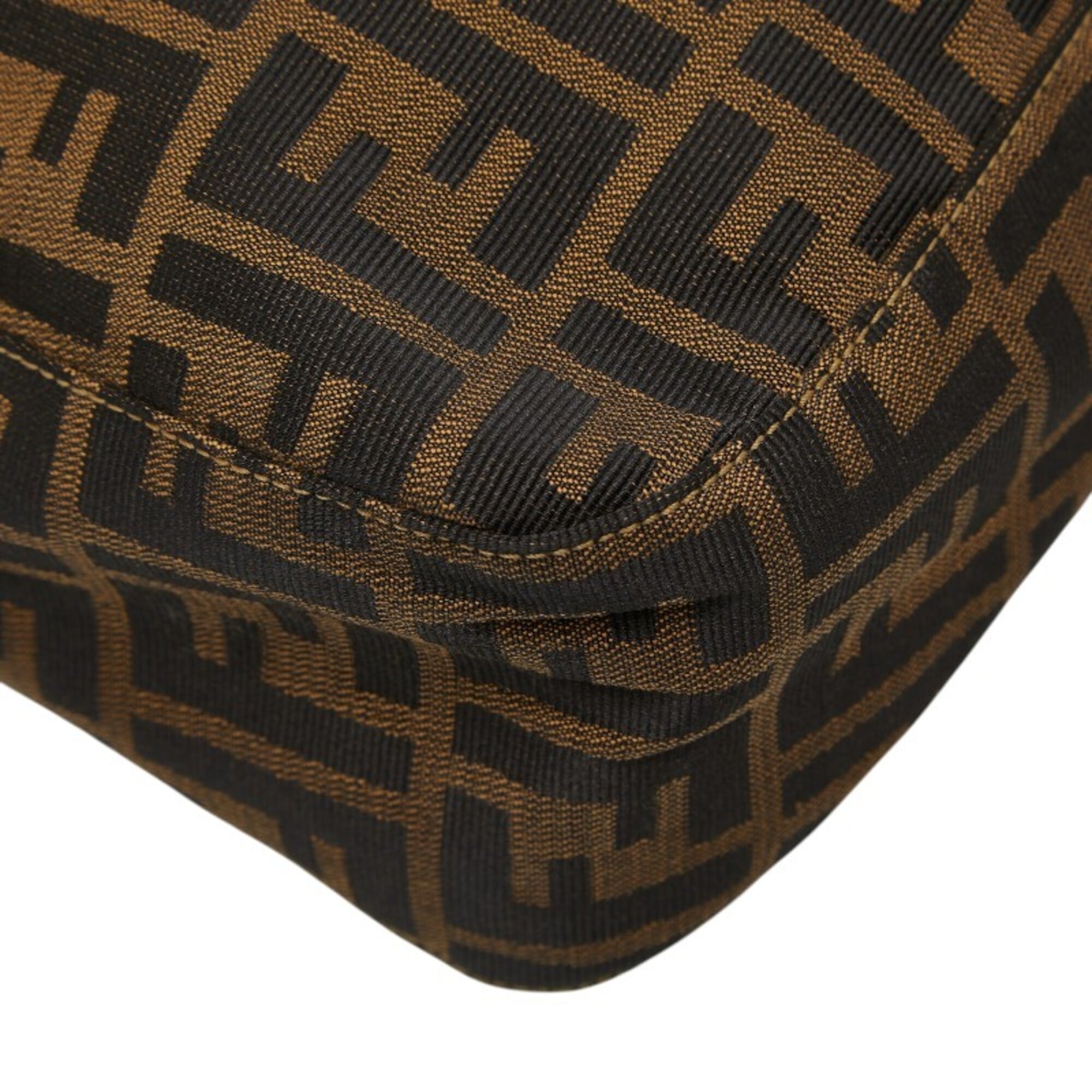 Fendi Zucca Black Brown Canvas Leather Shoulder Bag (Pre-Owned)