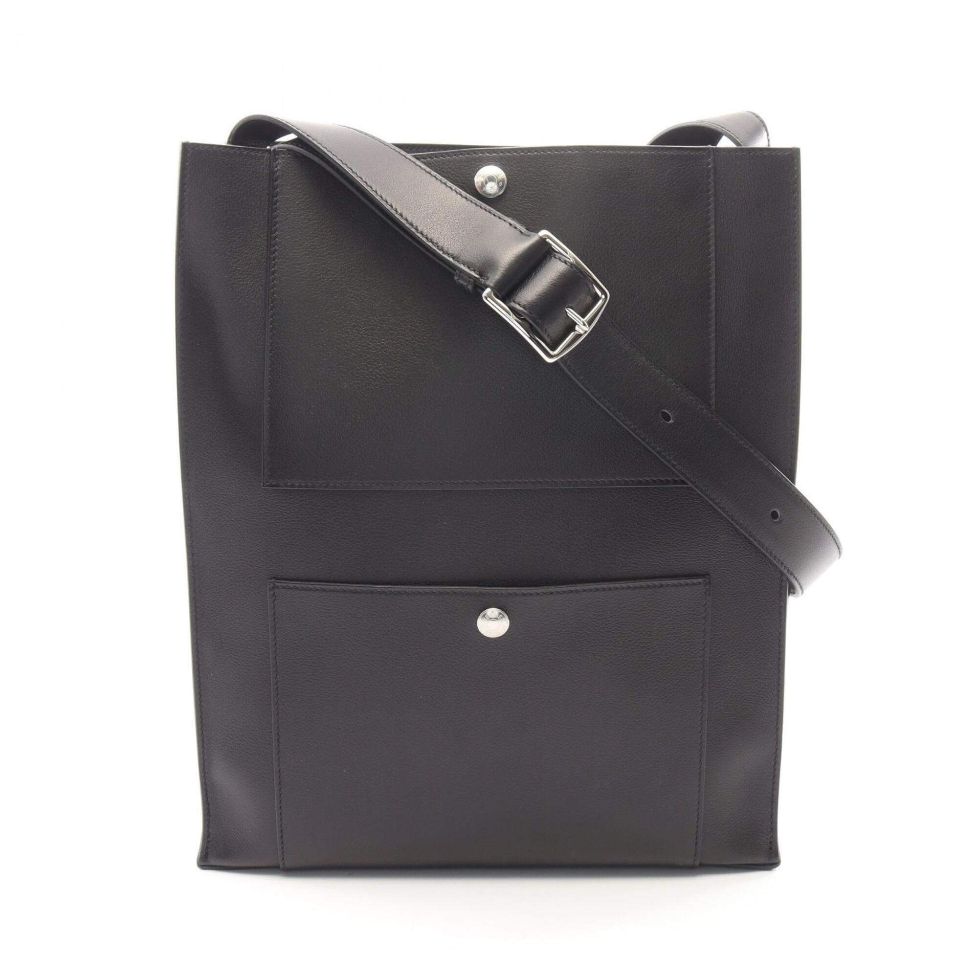 Hermes Black Leather Evergrain Leather Handbag Shoulder Bag (Pre-Owned)