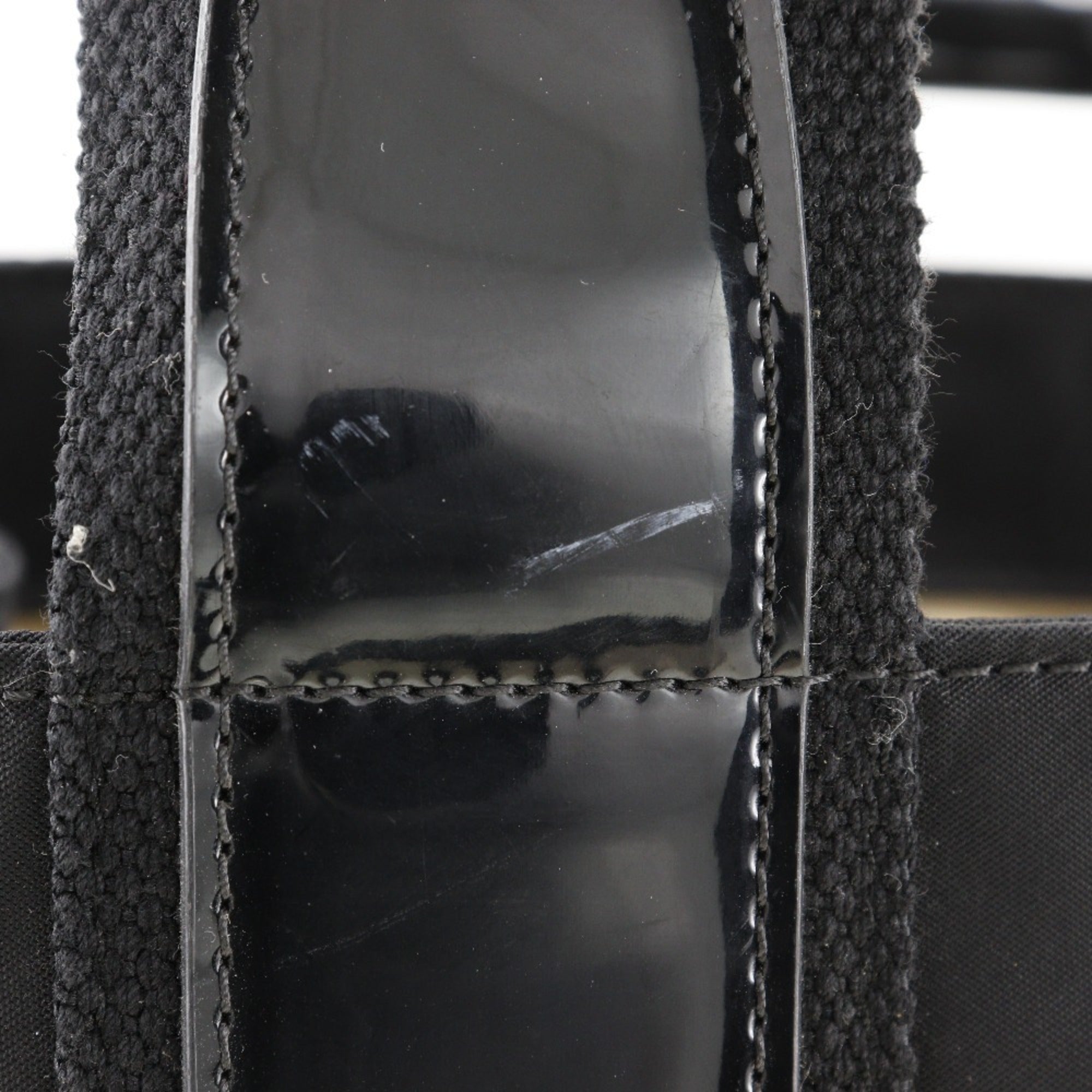 Tory Burch Black Nylon Patent Leather Handbag Tote Bag (Pre-Owned)