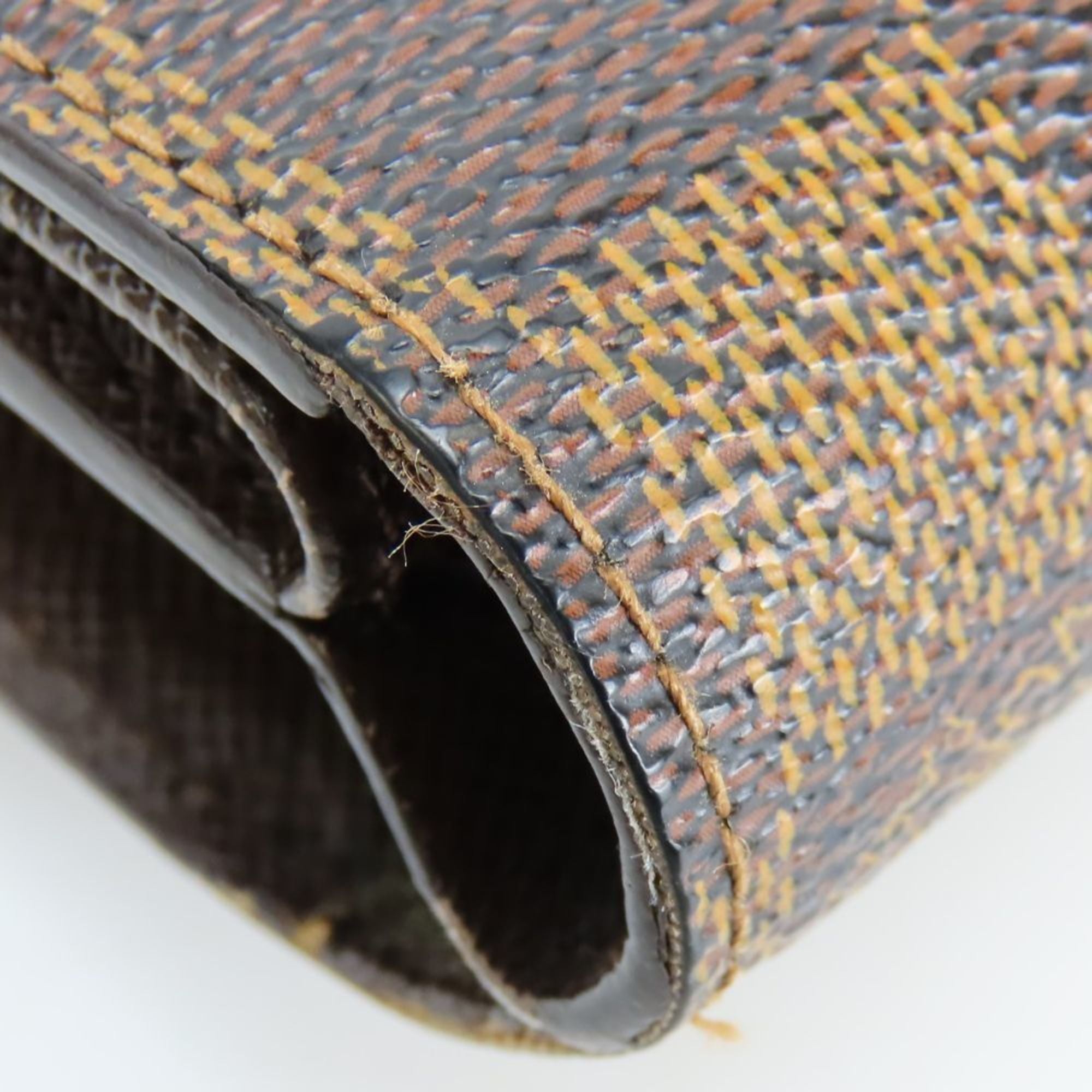 Louis Vuitton Brown Damier Canvas Ebene Damier Canvas Wallet (Tri-Fold) (Pre-Owned)