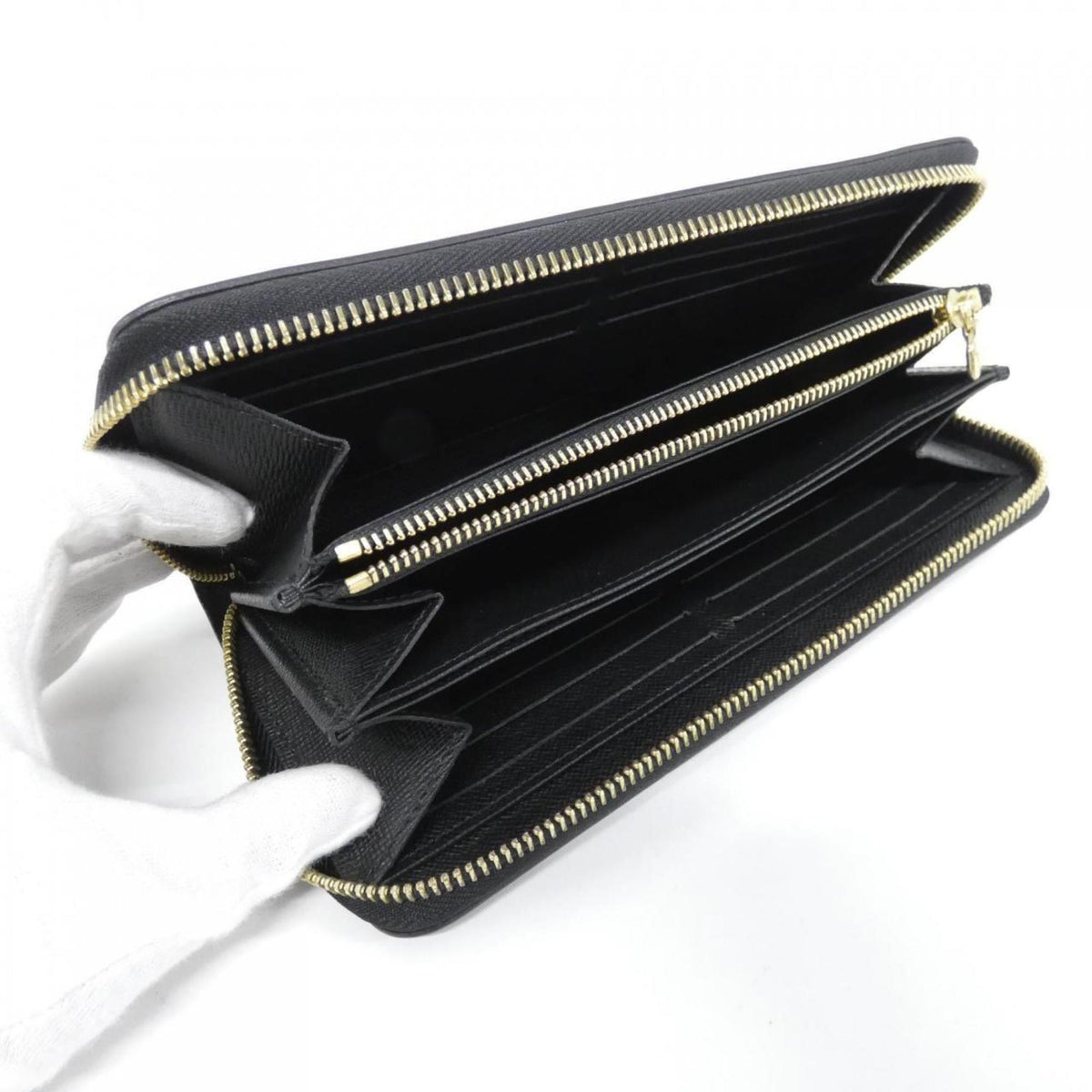 Louis Vuitton Black Leather Long Wallet (Bi-Fold) (Pre-Owned)