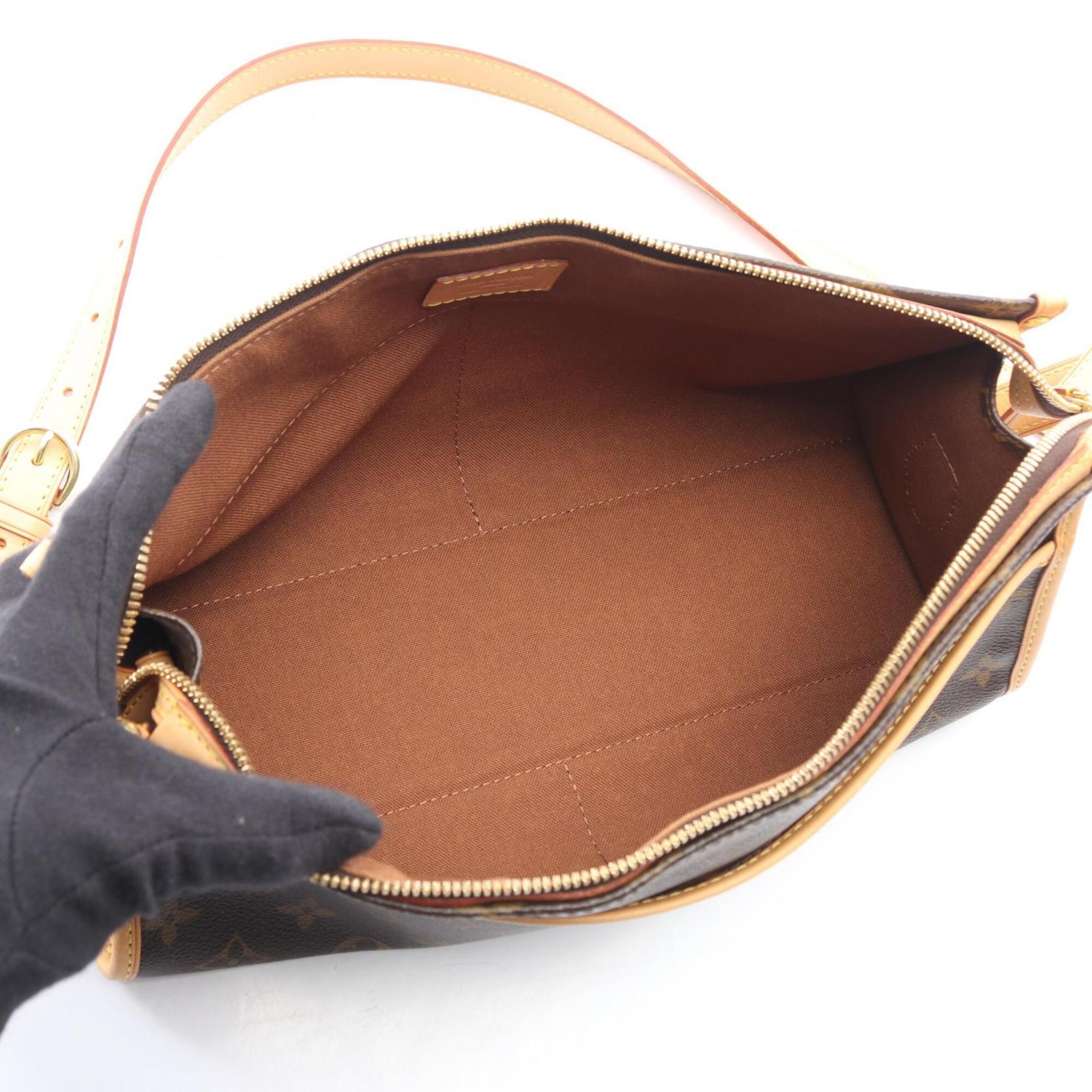 Louis Vuitton Brown Coated Canvas Leather Handbag Shoulder Bag (Pre-Owned)