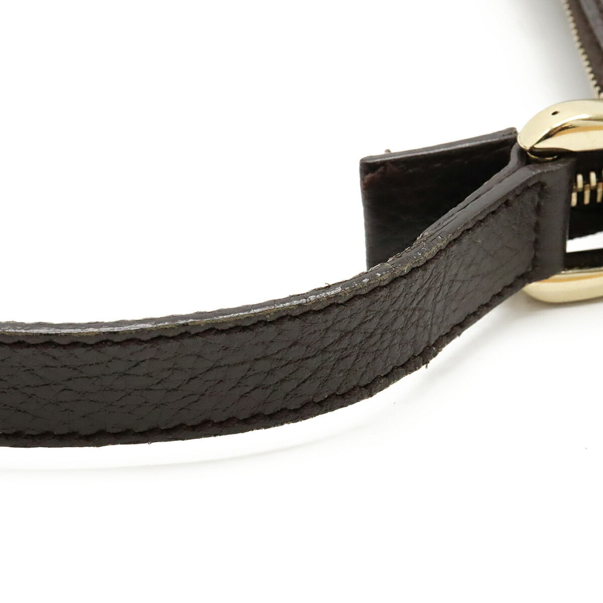 Gucci Beige Dark Brown Coated Canvas Leather Shoulder Bag (Pre-Owned)