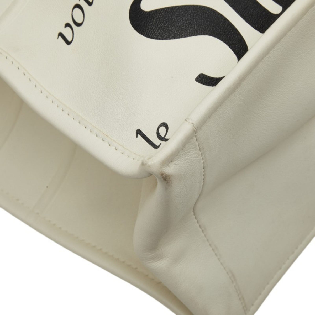 Christian Dior Black White Leather Handbag Tote Bag (Pre-Owned)