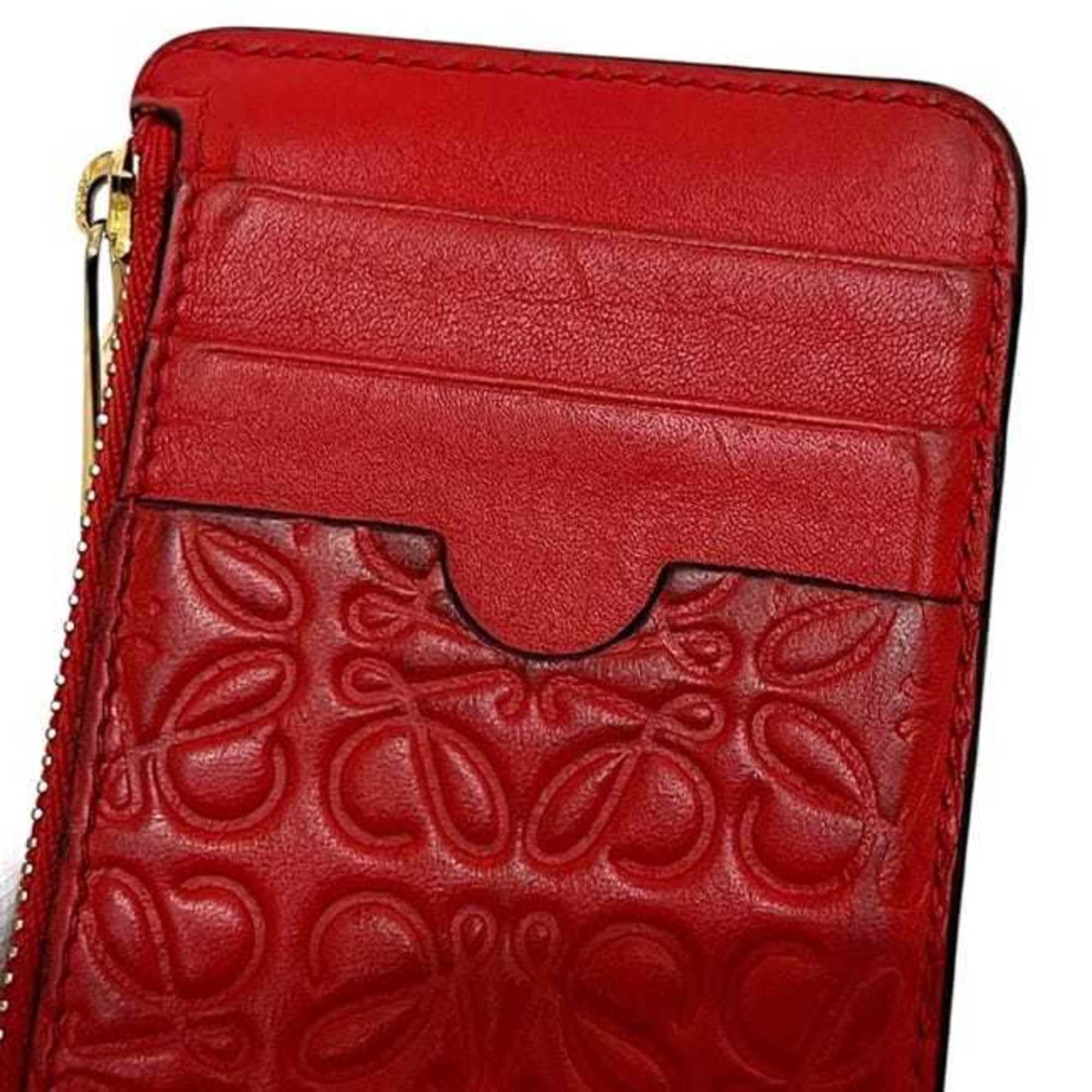 Loewe Red Color Leather Long Wallet (Bi-Fold) (Pre-Owned)