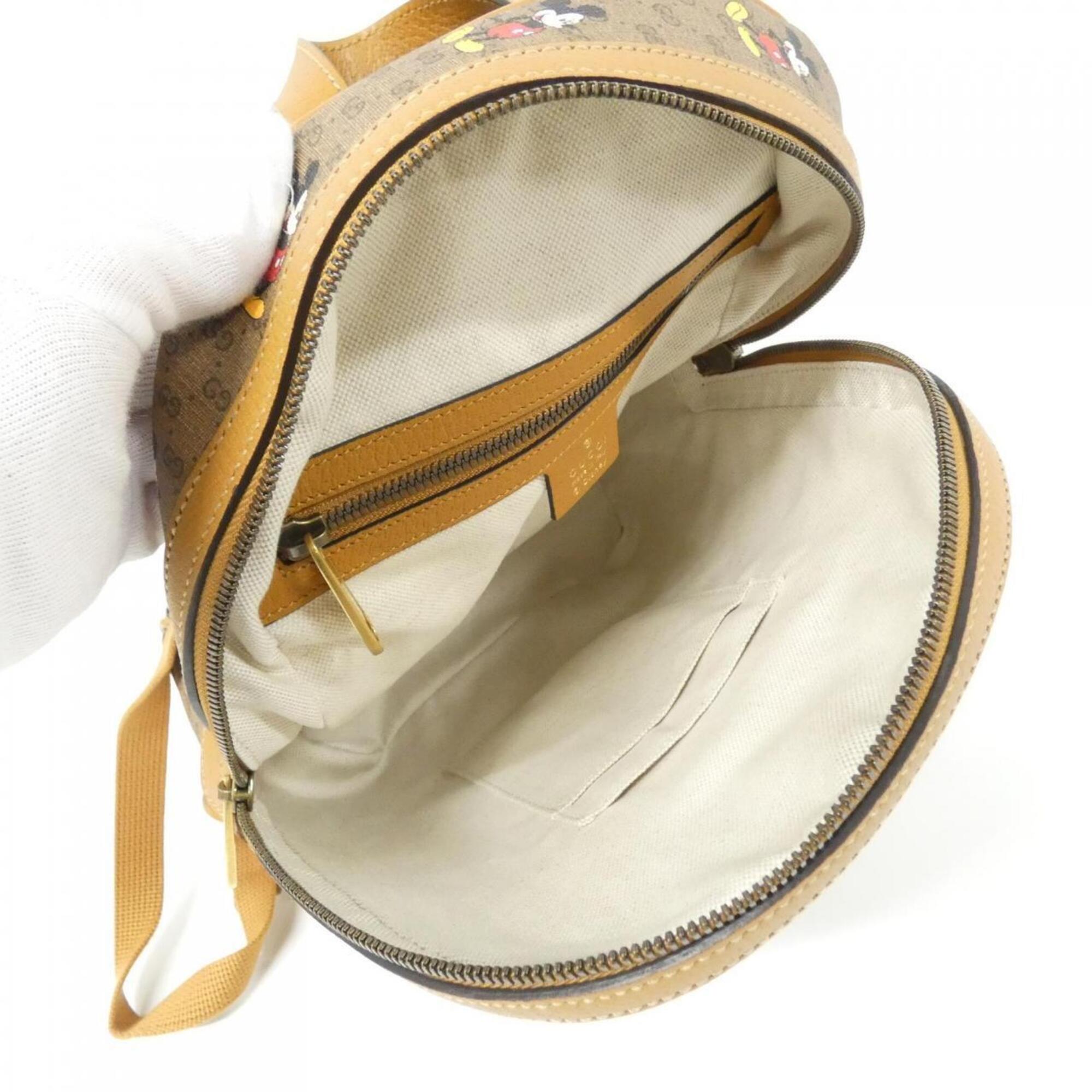 Gucci Beige Light Brown Gg Supreme Leather Backpack (Pre-Owned)