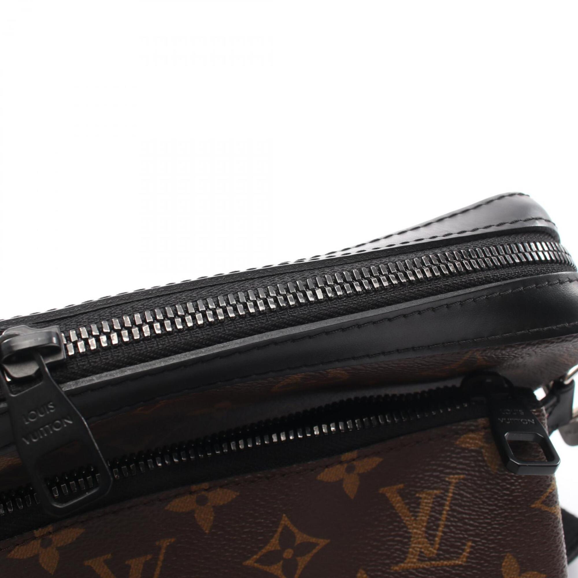 Louis Vuitton Black Brown Purple Leather Coated Canvas Handbag Shoulder Bag (Pre-Owned)