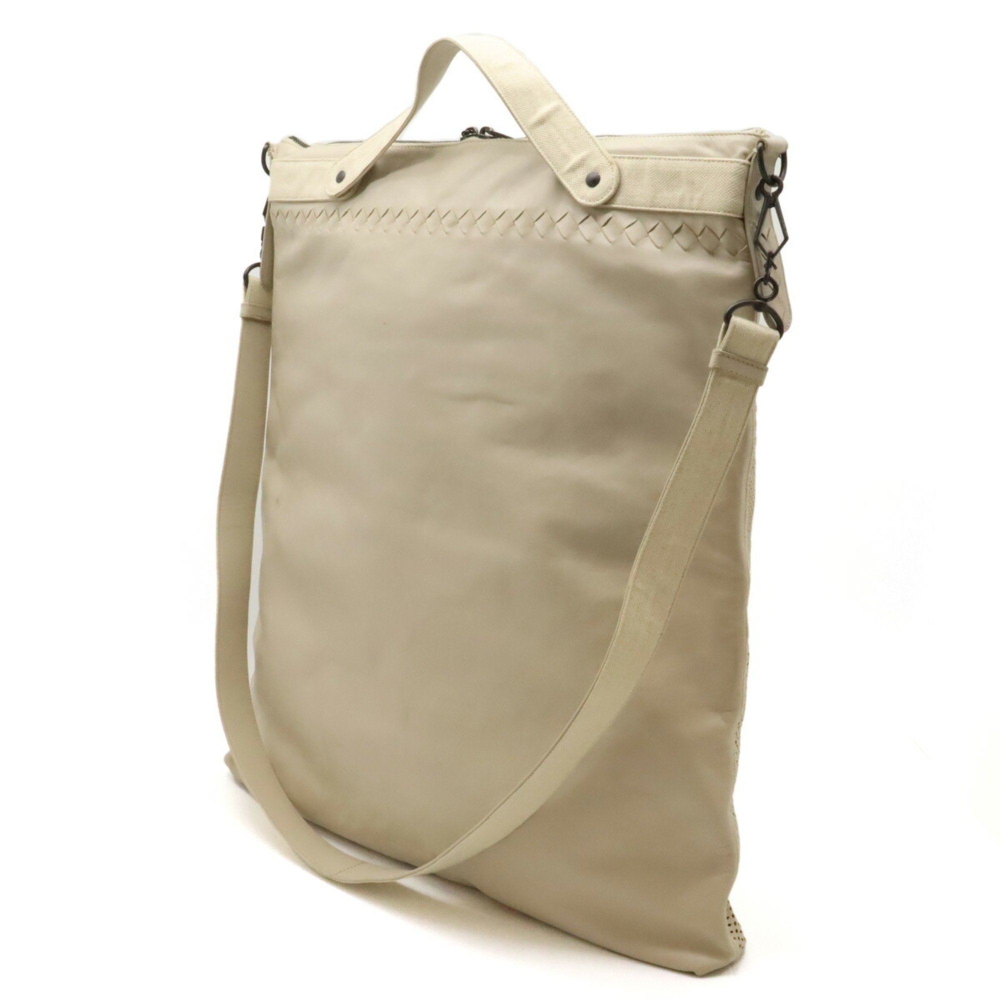 Bottega Veneta Ivory Leather Handbag Shoulder Bag (Pre-Owned)