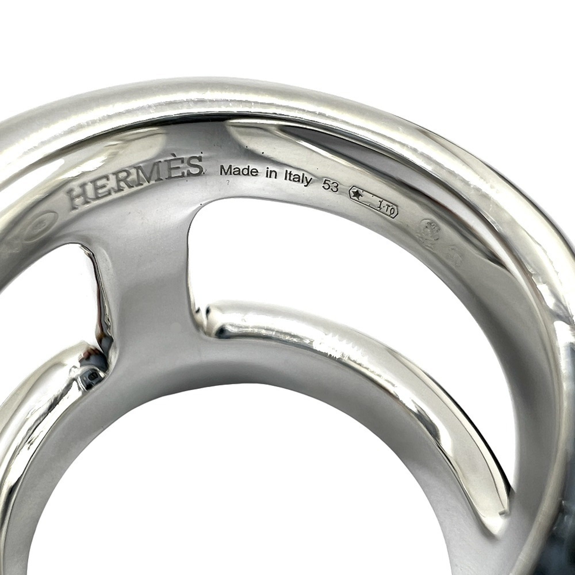 Hermes Silver Silver 925 Band Ring (Pre-Owned)
