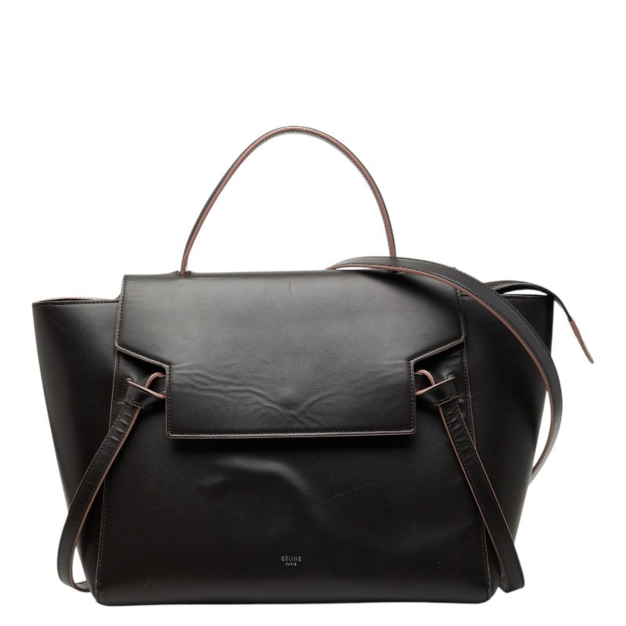 Celine Dark Brown Pink Leather Handbag Shoulder Bag (Pre-Owned)