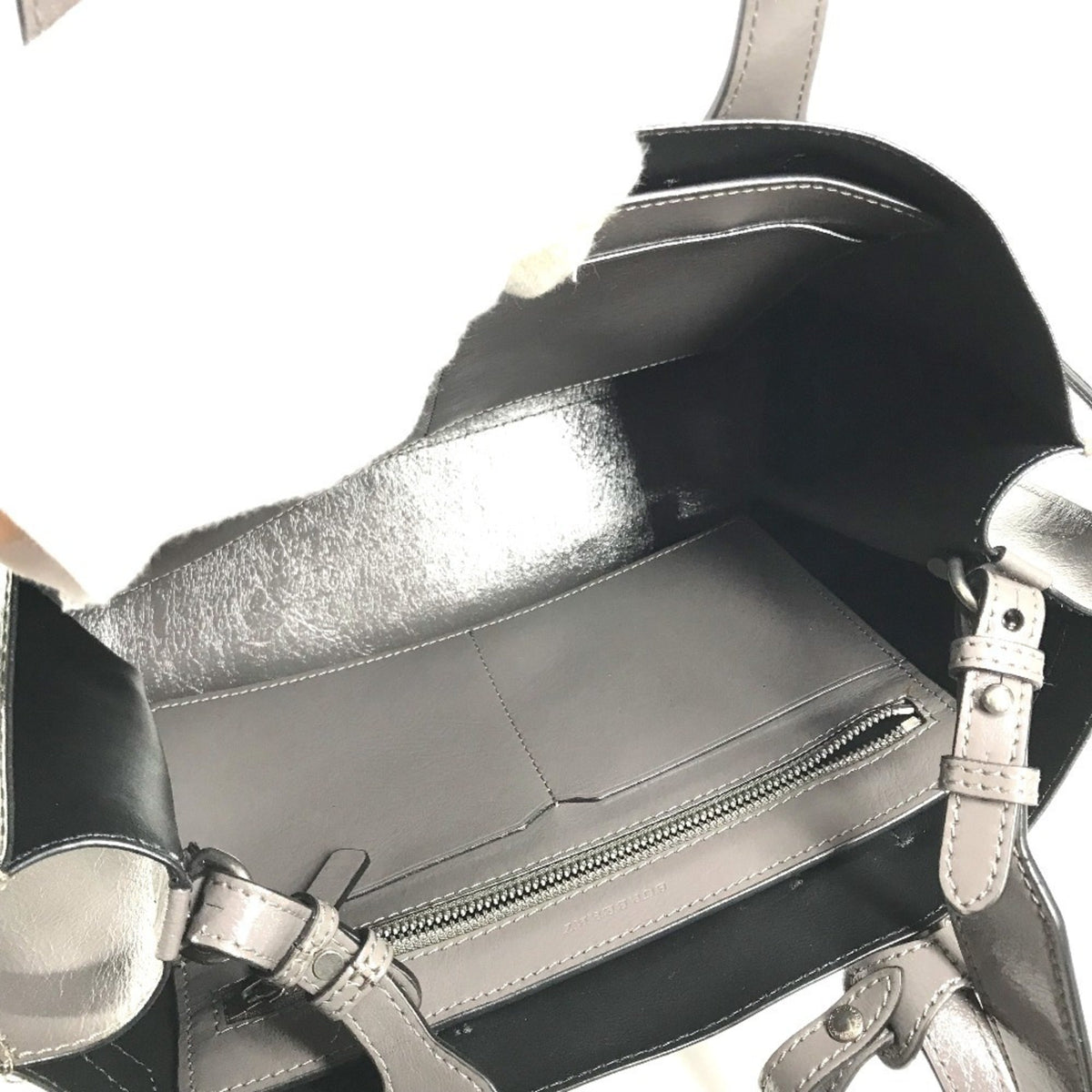 Burberry Gray Leather Handbag Shoulder Bag Tote Bag (Pre-Owned)