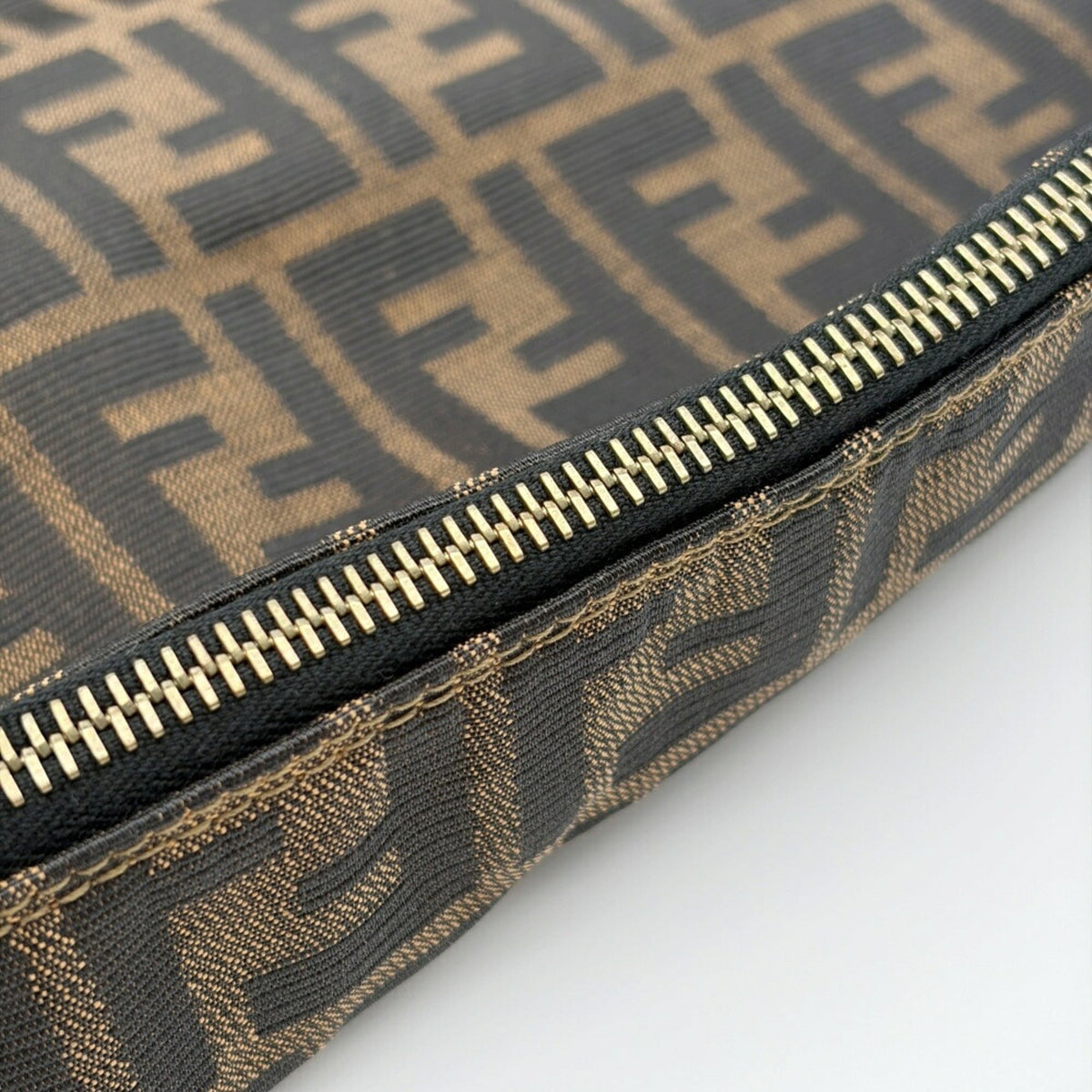 Fendi Zucca Black Brown Canvas Leather Shoulder Bag (Pre-Owned)