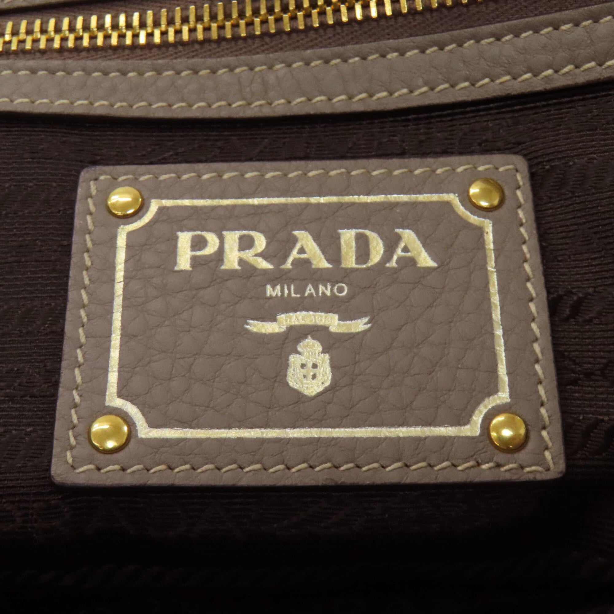 Prada Gray Leather Tote Bag (Pre-Owned)