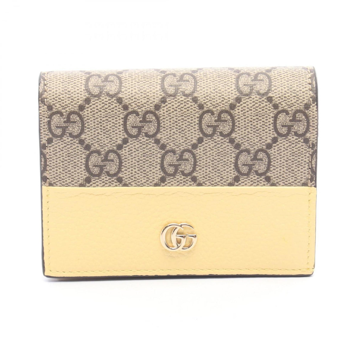 Gucci Beige Brown Yellow Leather Pvc Wallet (Bi-Fold) (Pre-Owned)