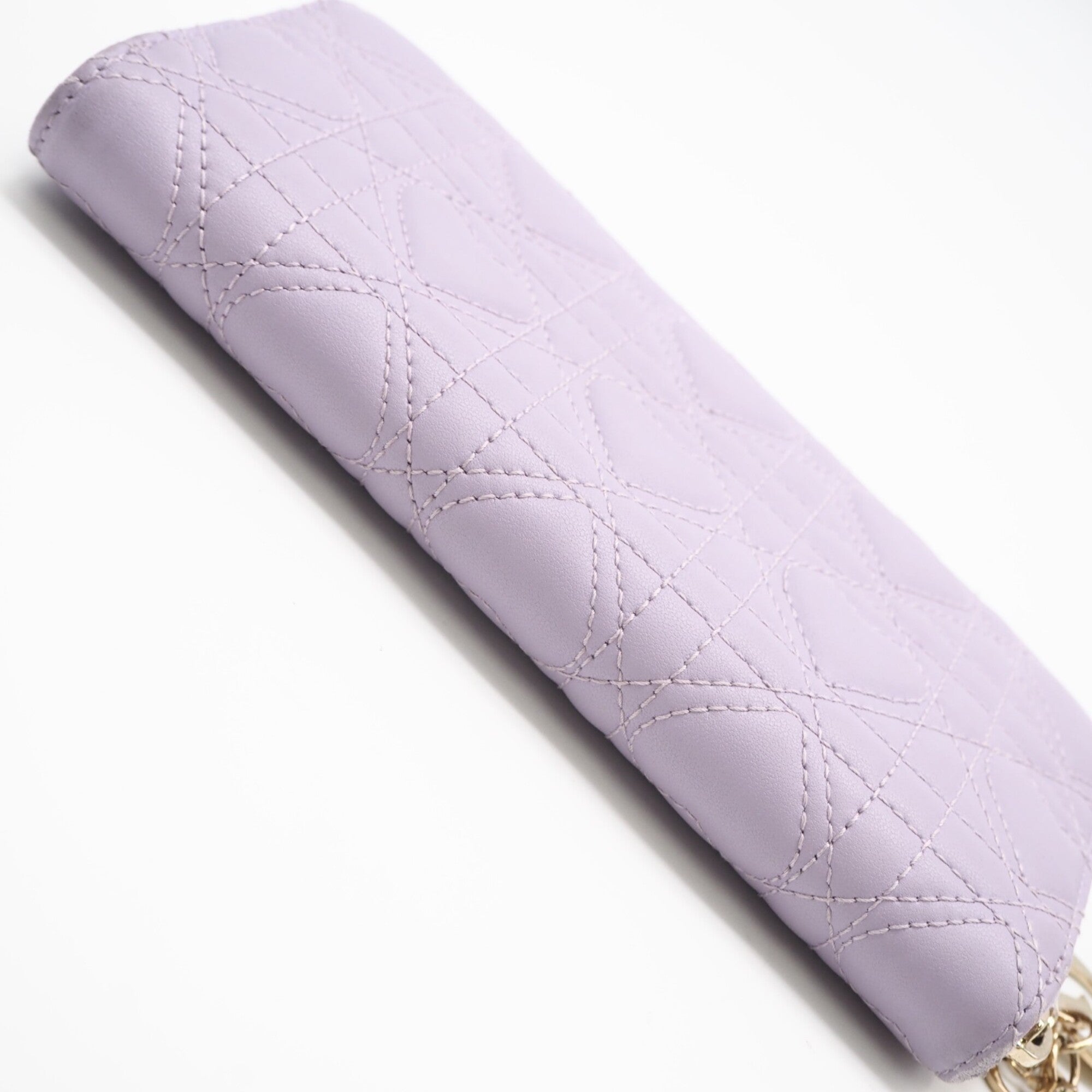 Christian Dior Lady Dior Purple Leather Long Wallet (Bi-Fold) (Pre-Owned)