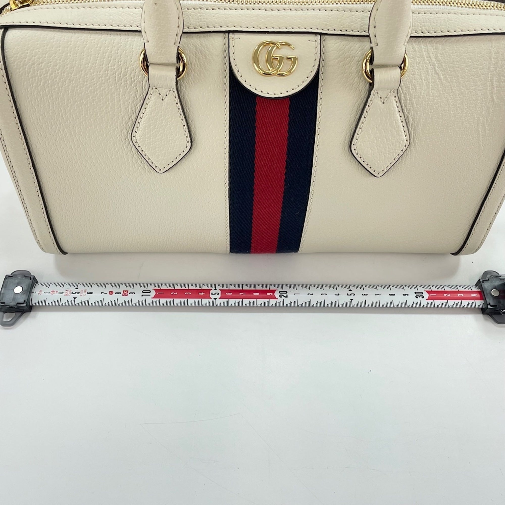 Gucci White Leather Boston Bag Handbag (Pre-Owned)