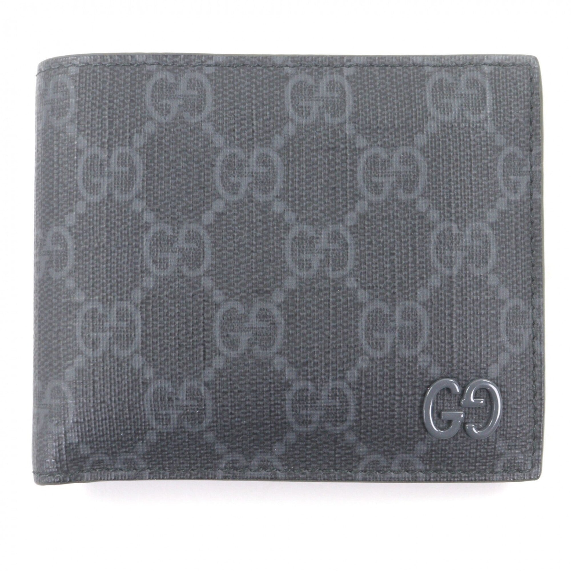 Gucci Gray Khaki Gg Canvas Leather Wallet (Bi-Fold) (Pre-Owned)