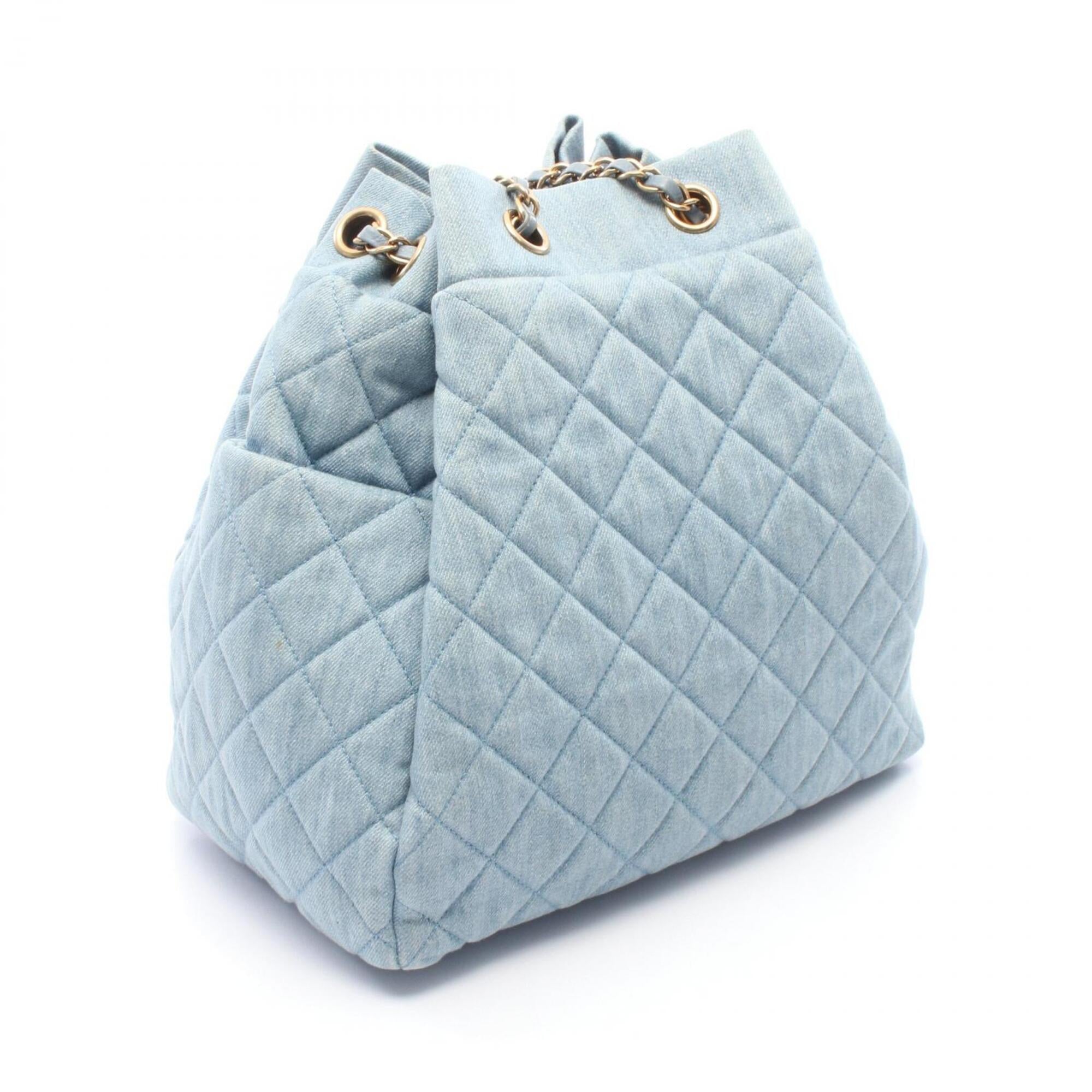 Chanel Blue Denim Leather Handbag Shoulder Bag (Pre-Owned)