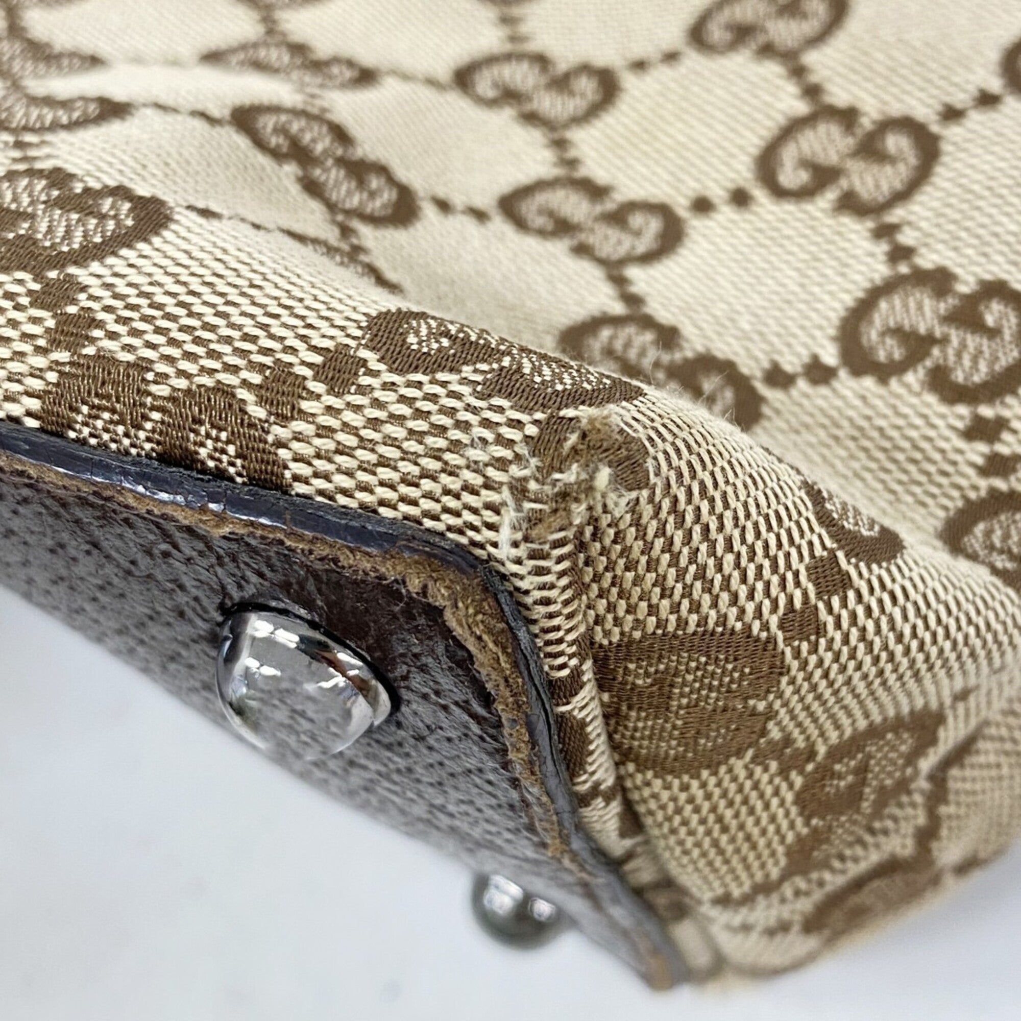 Gucci Beige Brown Canvas Tote Bag (Pre-Owned)