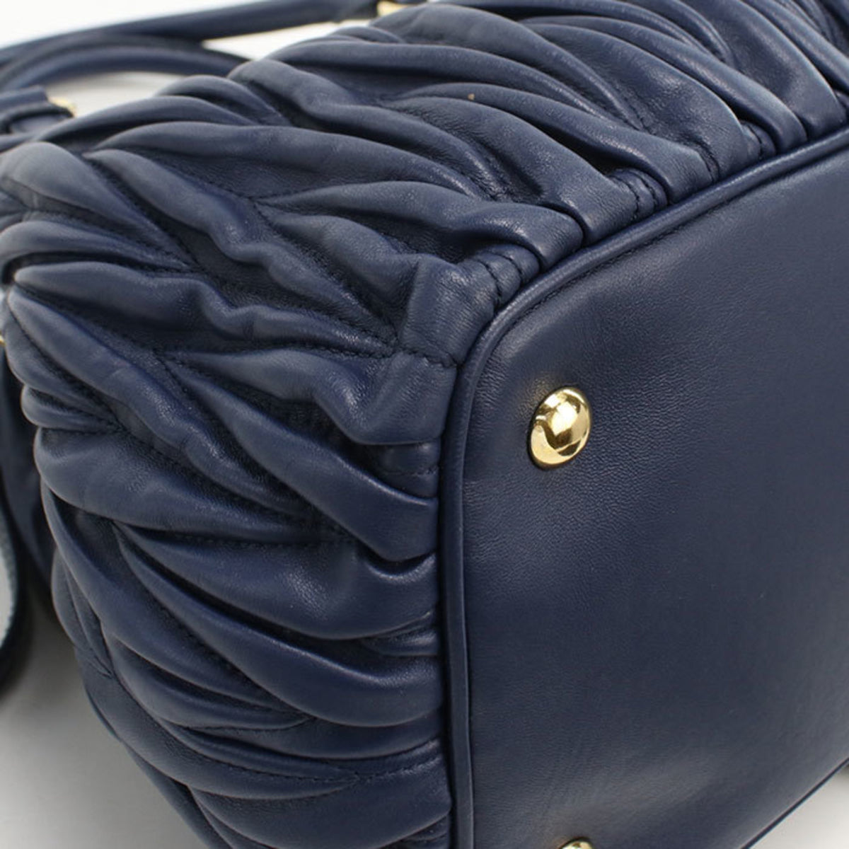 Miu Miu Matelasse Navy Leather Tote Bag (Pre-Owned)