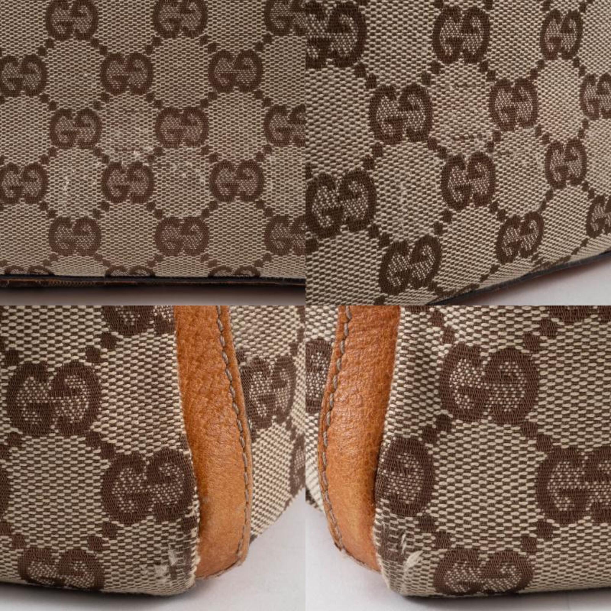 Gucci Abbey Beige Brown Gg Canvas Leather Tote Bag (Pre-Owned)