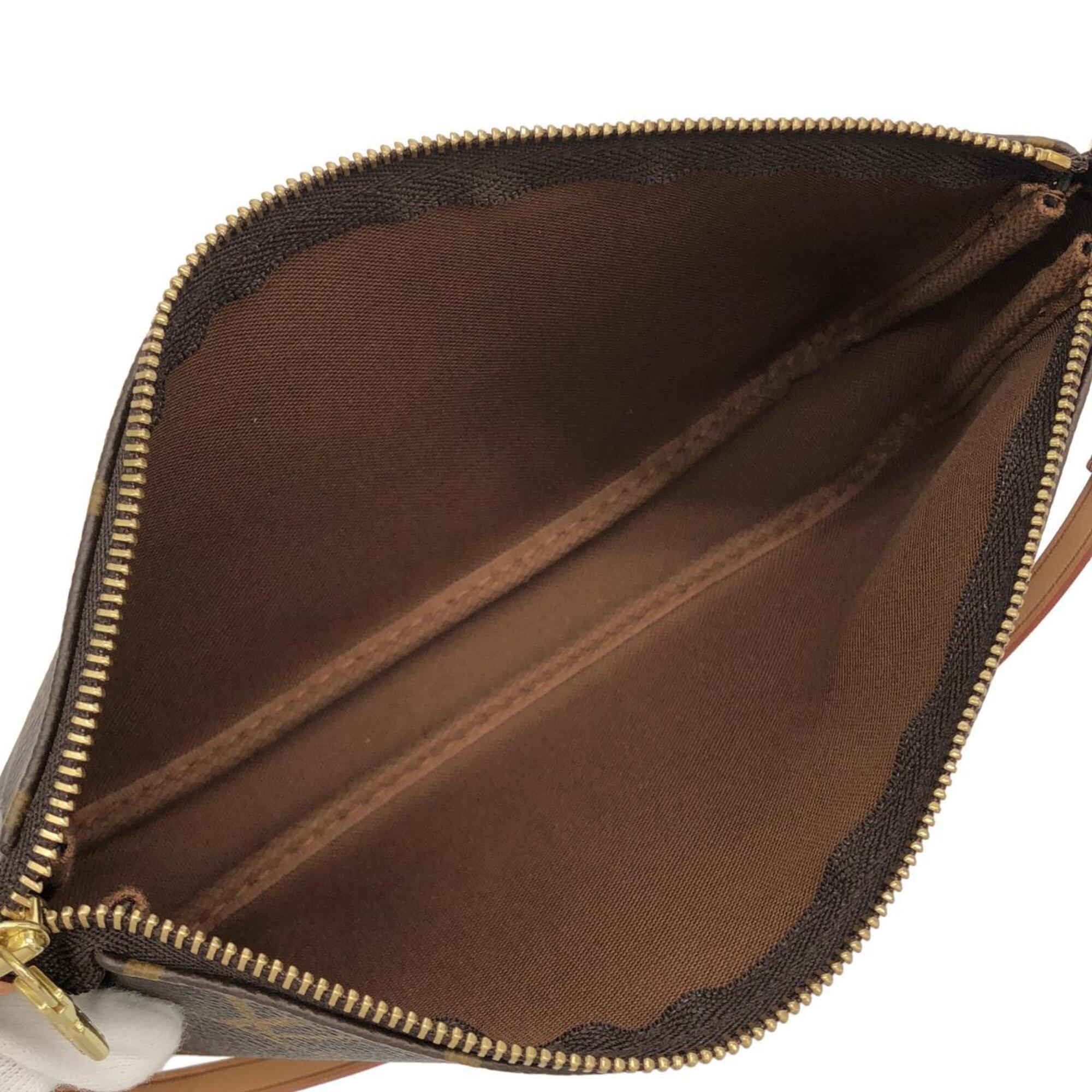 Louis Vuitton Marron Coated Canvas Pochette Pouch (Pre-Owned)