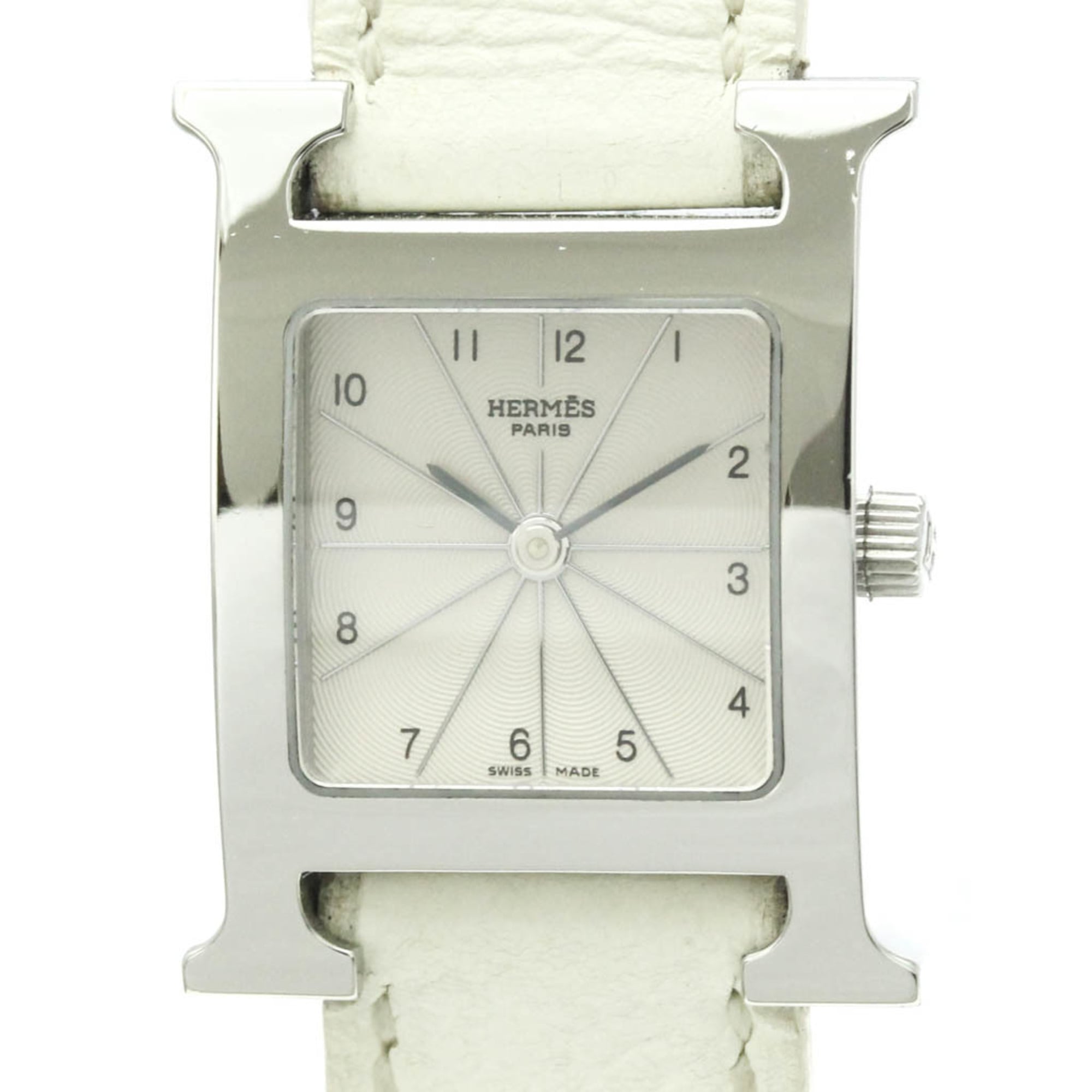 Hermes Heure H Double Tour Quartz Watch Stainless Steel And Leather Watch (Pre-Owned)